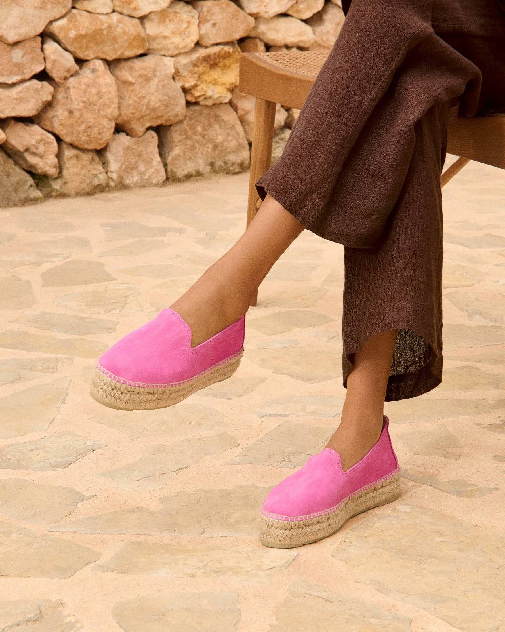 Manebí Espadrillas con doppia suola in pelle scamosciata - Hamptons - Bold Pink Promozione Limitata