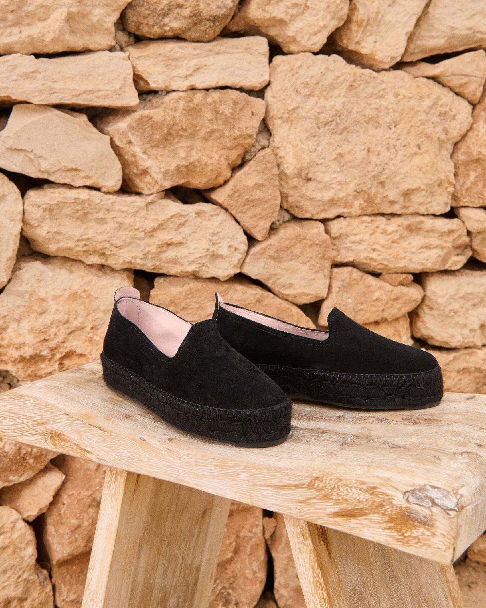 Manebí Suede Double Sole Espadrilles - Hamptons Black On Tone Affare Del Giorno