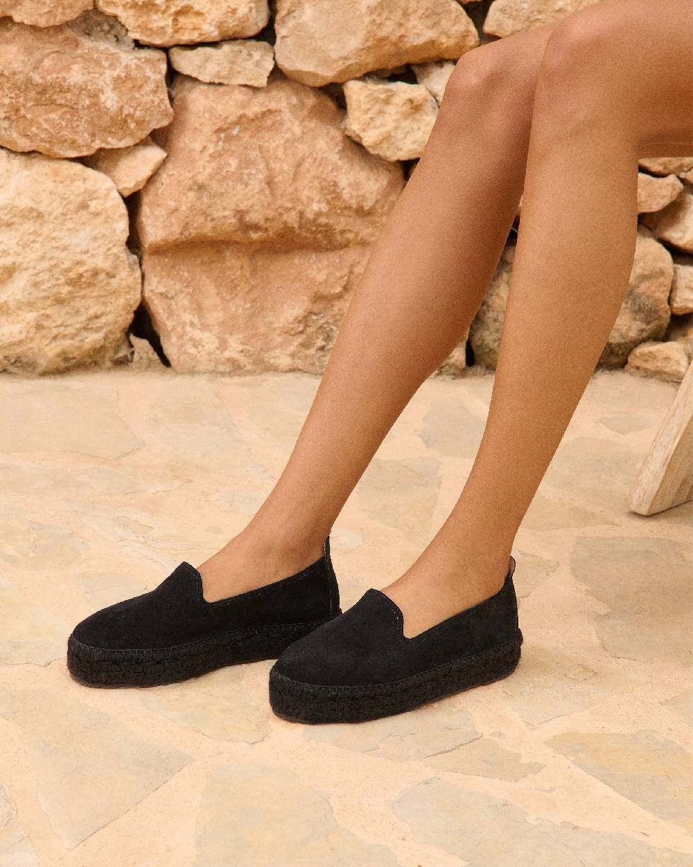 Manebí Suede Double Sole Espadrilles - Hamptons Black On Tone Affare Del Giorno