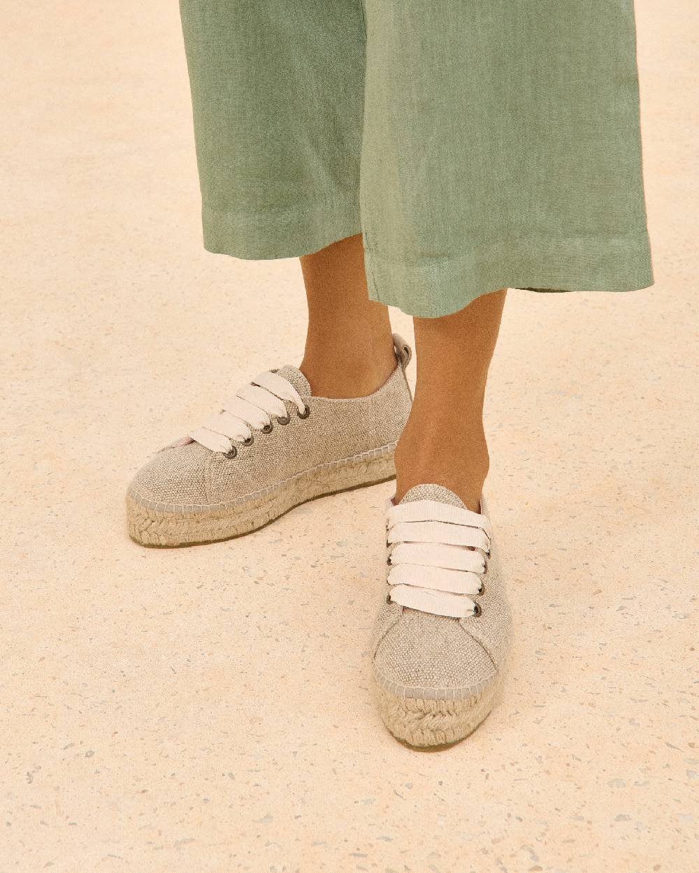 Manebí Organic Hemp Lace-Up Espadrilles - La Havana Natural