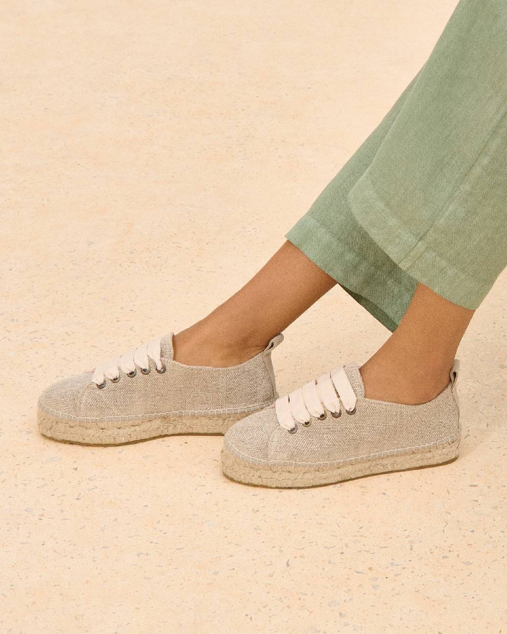 Manebí Organic Hemp Lace-Up Espadrilles - La Havana Natural Presa