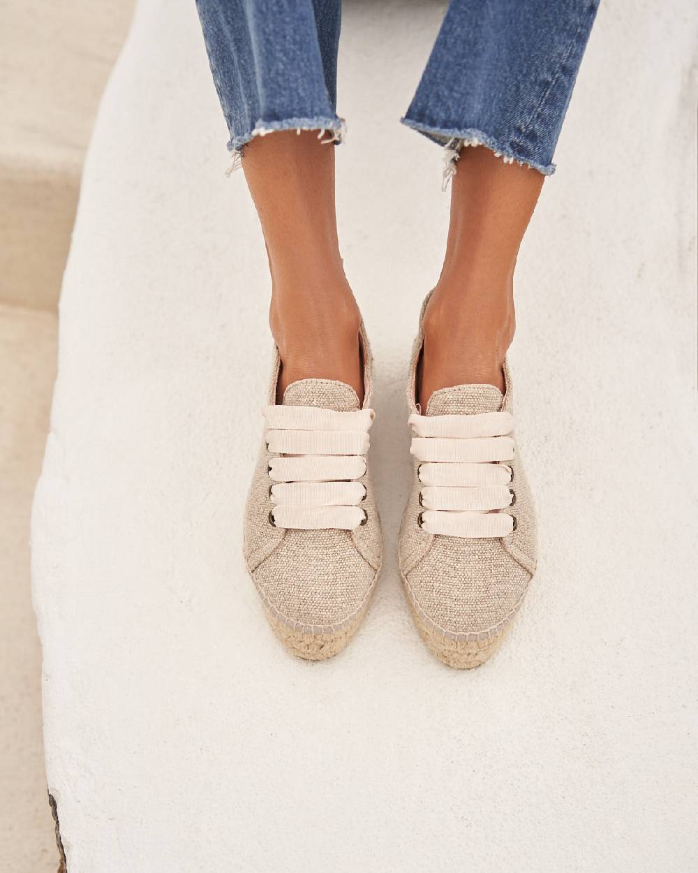 Manebí Organic Hemp Lace-Up Espadrilles - La Havana Natural Presa