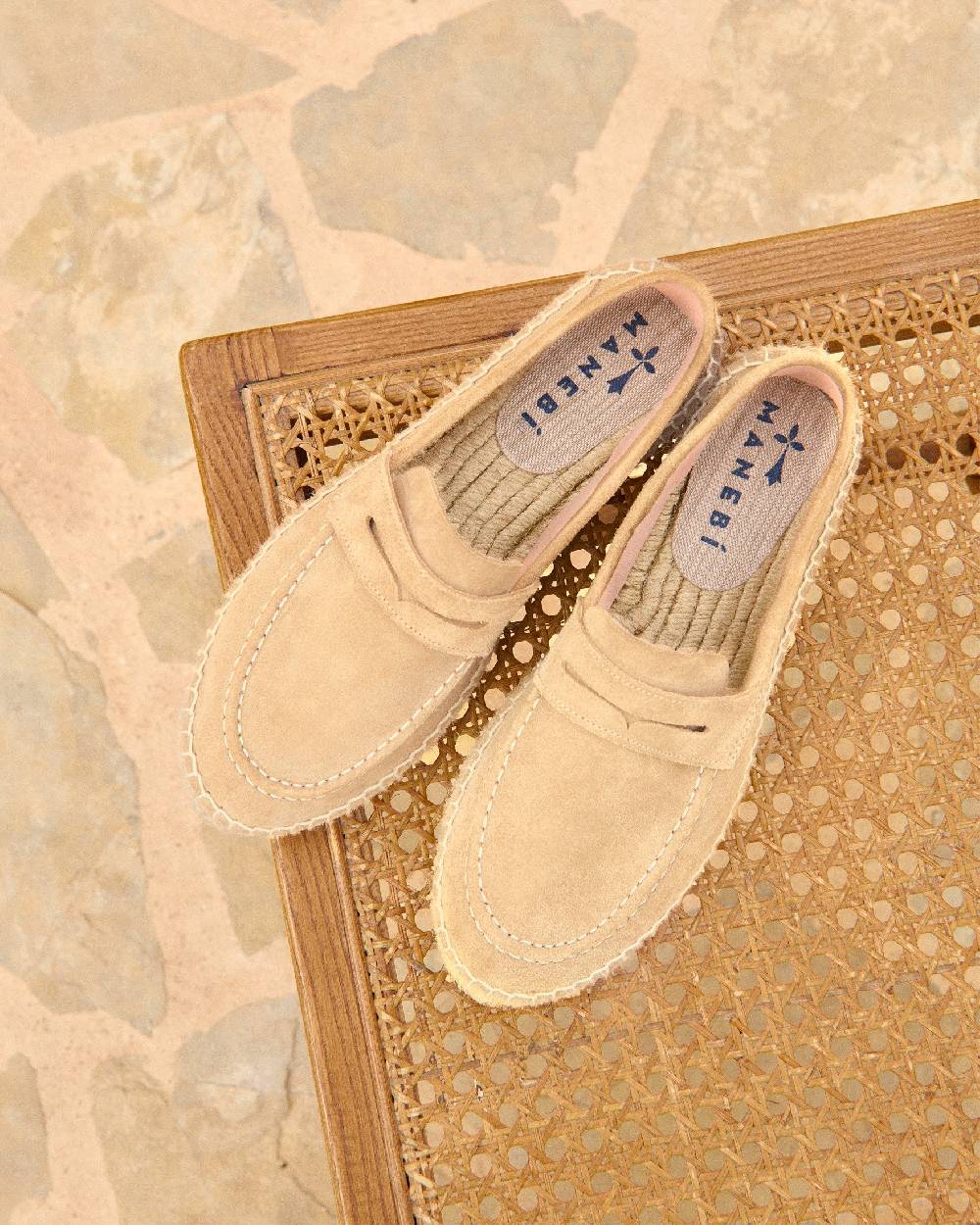 Manebí Suede Loafers Espadrilles - Hamptons Champagne Beige Negozio
