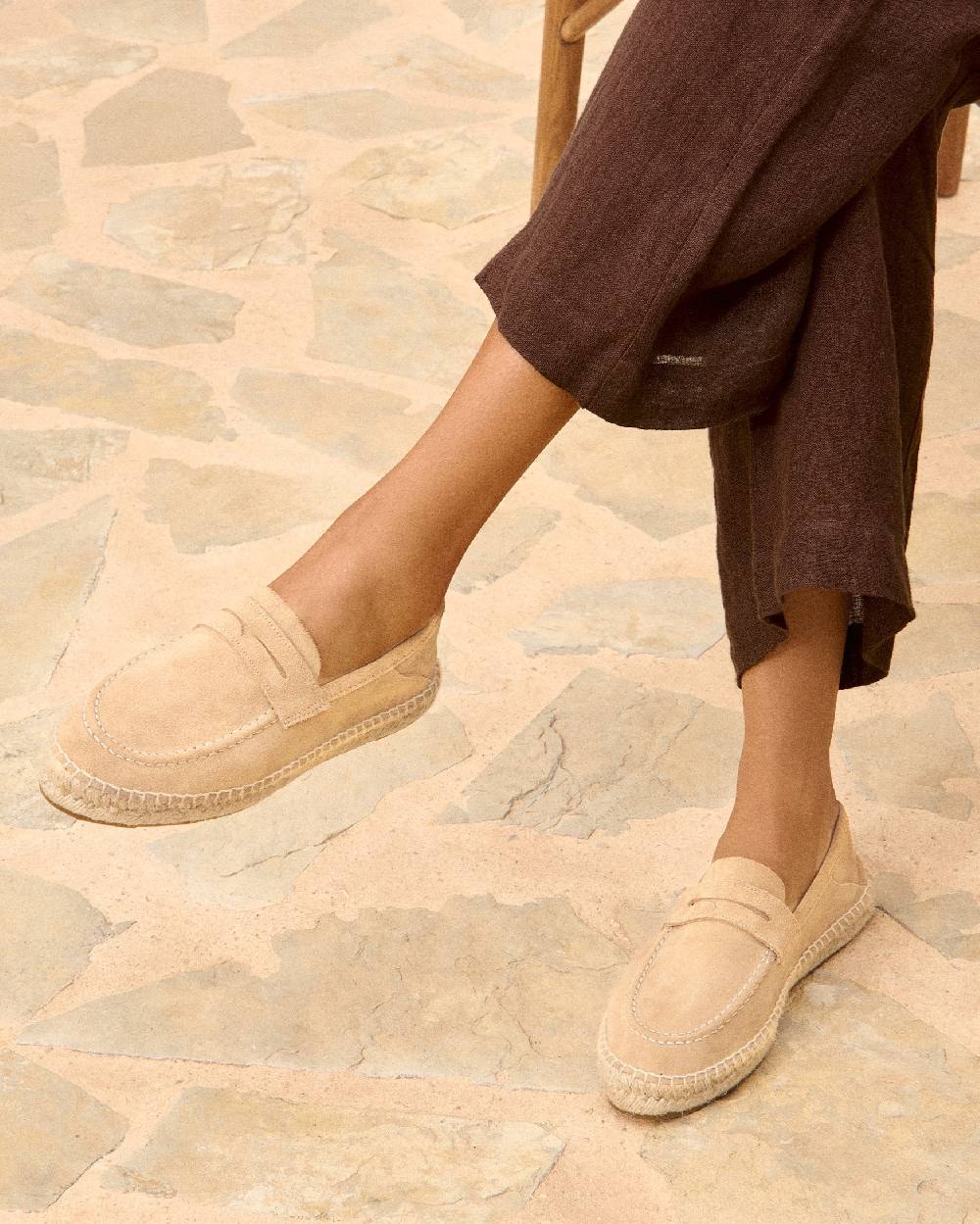Manebí Suede Loafers Espadrilles - Hamptons Champagne Beige Negozio