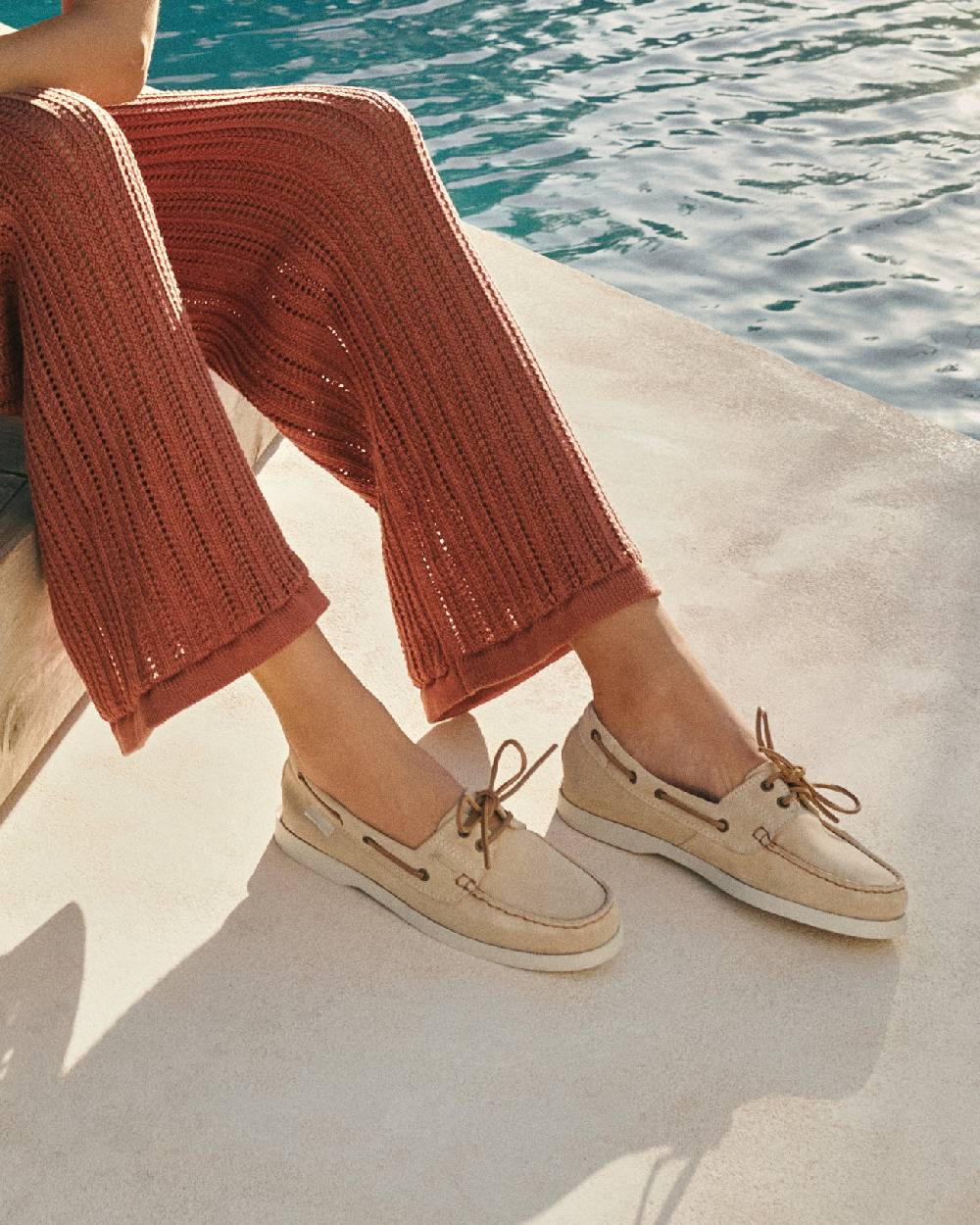 Manebí Suede Boat-Shoes - Hamptons Champagne Beige In Saldo