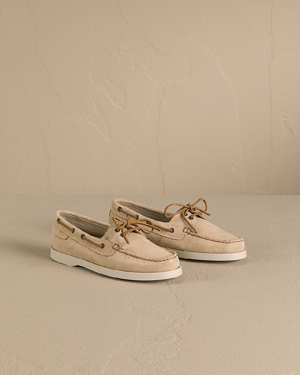 Manebí Suede Boat-Shoes - Hamptons Champagne Beige In Saldo