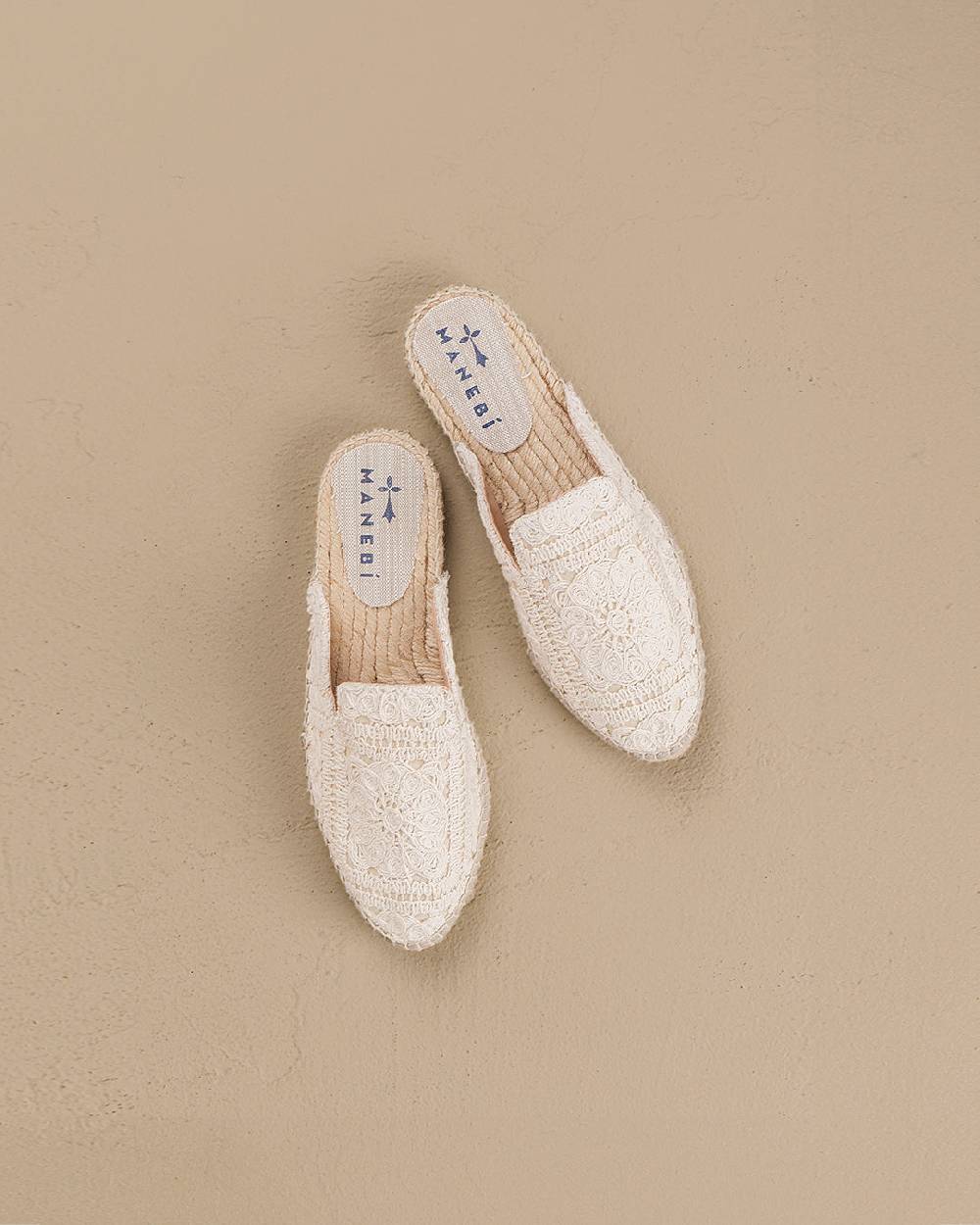 Manebí Cotton Crochet Mules - Yucatán Natural Negozi Online