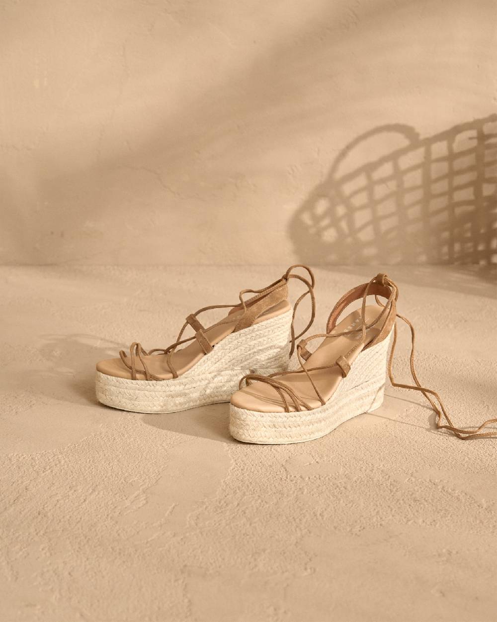 Manebí Portofino Soft Suede|Wedge Espadrilles - Lace-Up Tobacco Economico