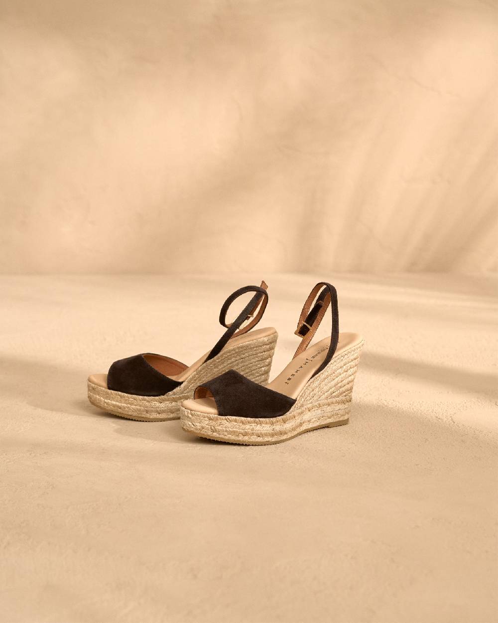 Manebí Viky Soft Suede Open Toe|Wedge Espadrilles - Chocolate Online