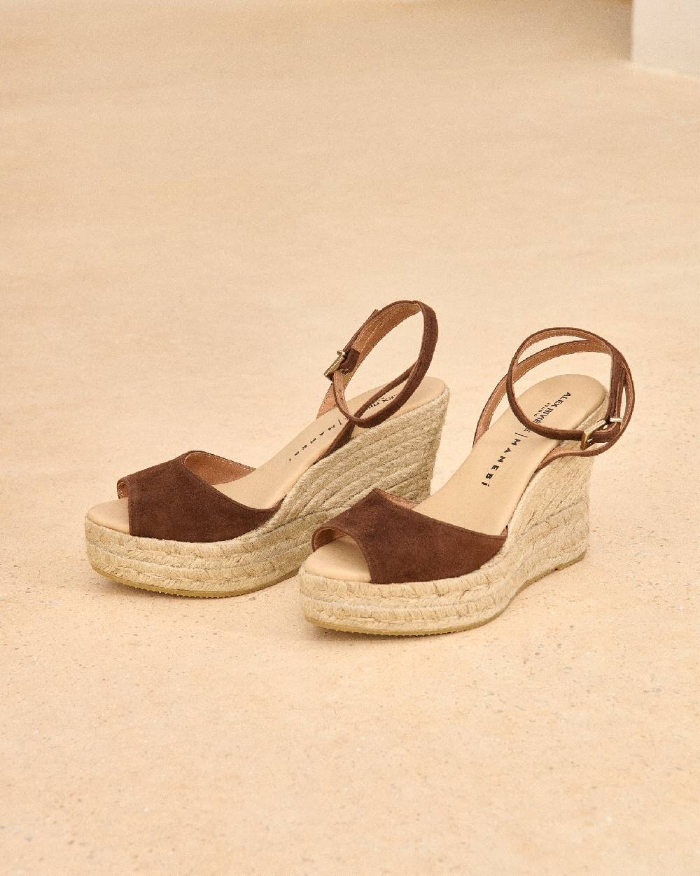 Manebí Viky Soft Suede Open Toe|Wedge Espadrilles - Tobacco Outlet