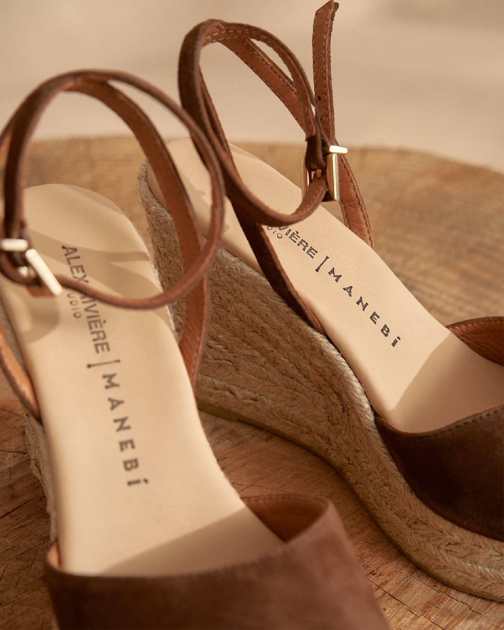 Manebí Viky Soft Suede Open Toe|Wedge Espadrilles - Tobacco Outlet