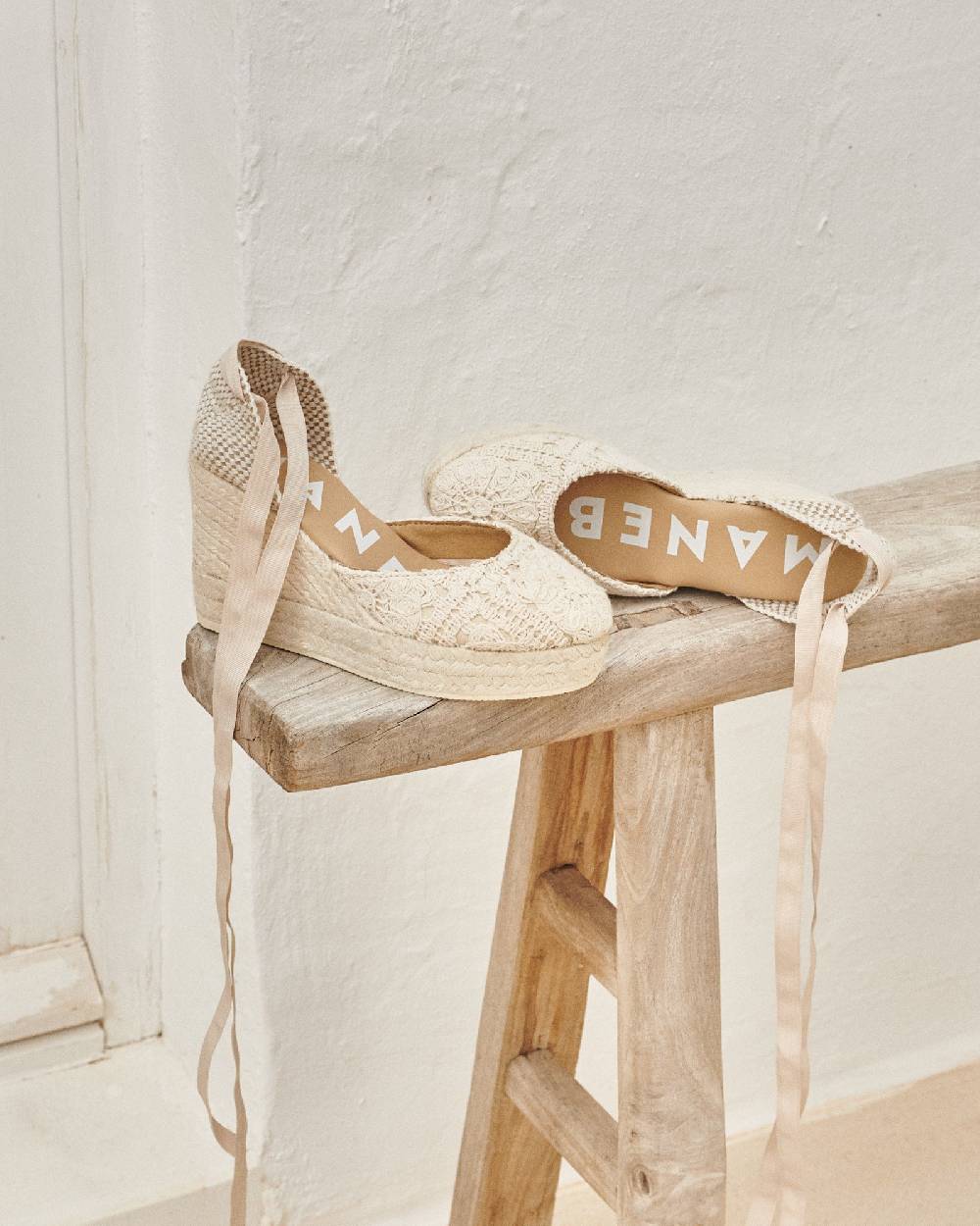 Manebí Cotton Crochet|Wedge Espadrilles - Natural Saldi
