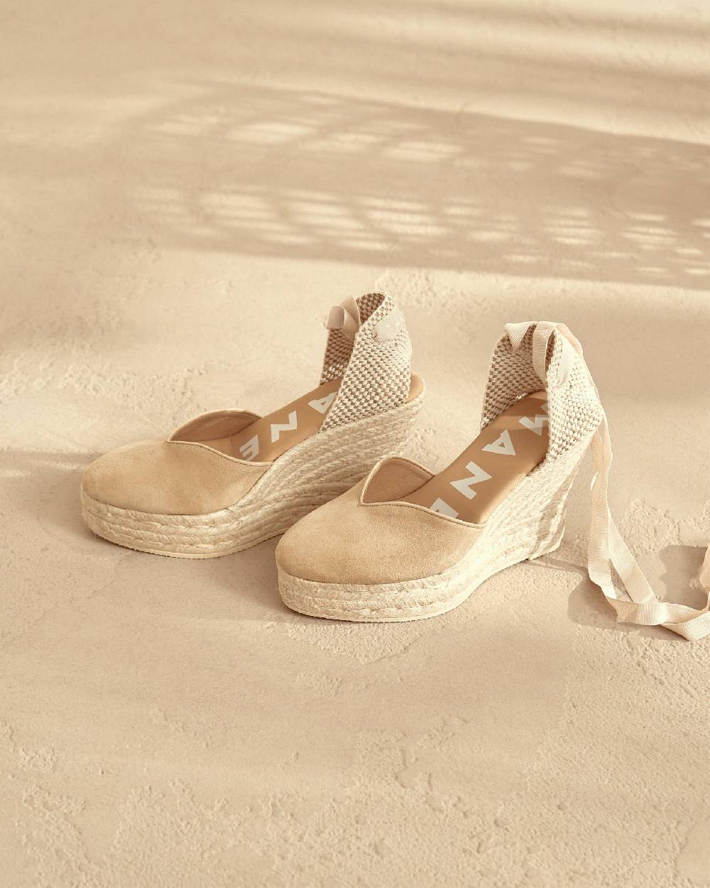 Manebí Soft Suede Heart-Shaped|Wedge Espadrilles - Hamptons Champagne Beige Hotsell