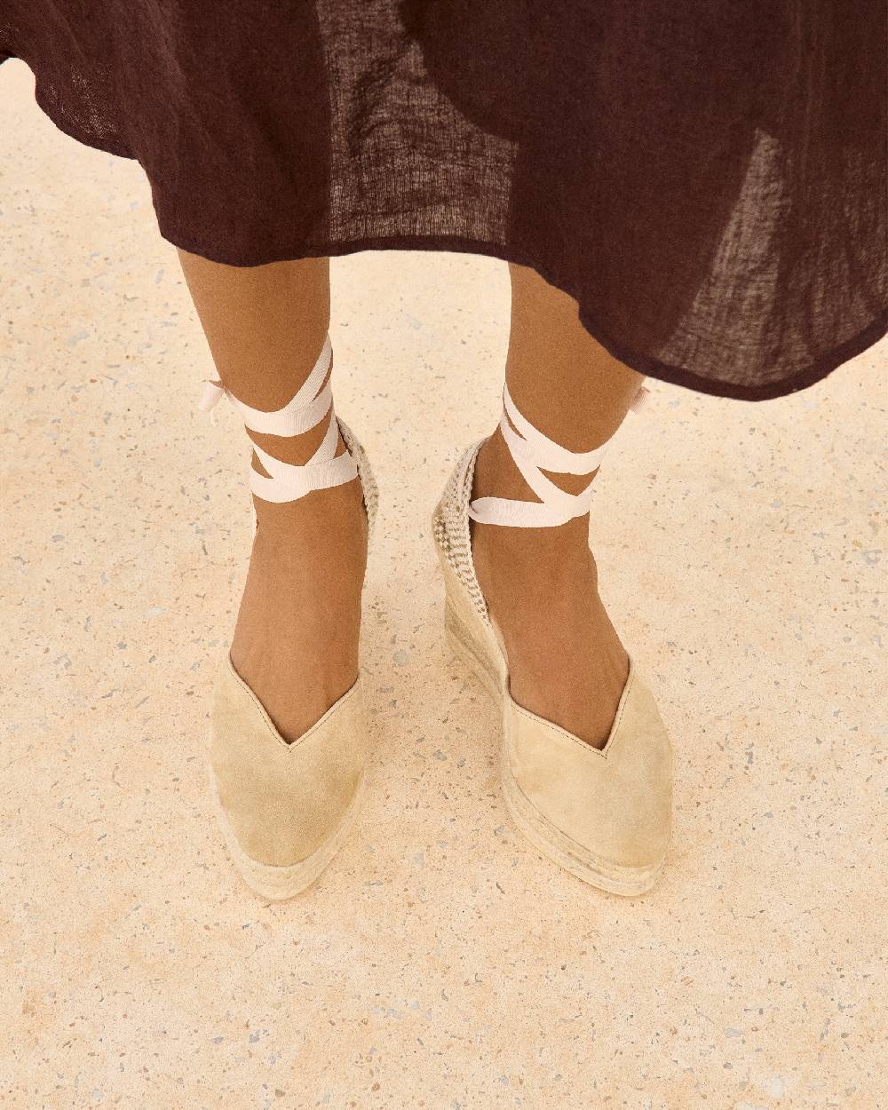 Manebí Soft Suede Heart-Shaped|Wedge Espadrilles - Hamptons Champagne Beige Hotsell