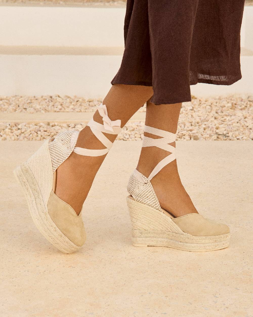 Manebí Soft Suede Heart-Shaped|Wedge Espadrilles - Hamptons Champagne Beige Hotsell