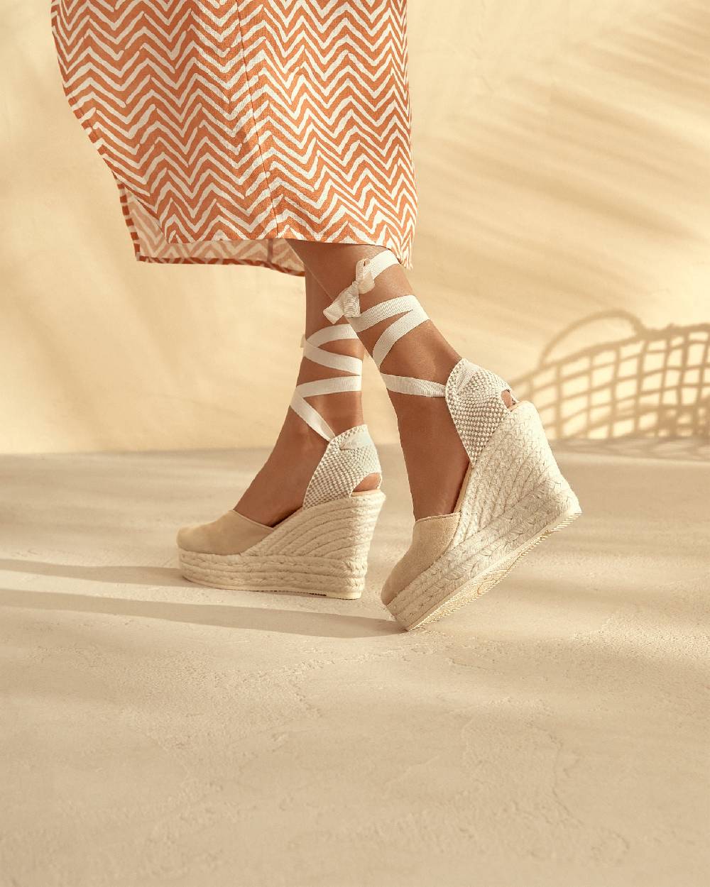 Manebí Soft Suede Heart-Shaped|Wedge Espadrilles - Hamptons Champagne Beige Hotsell