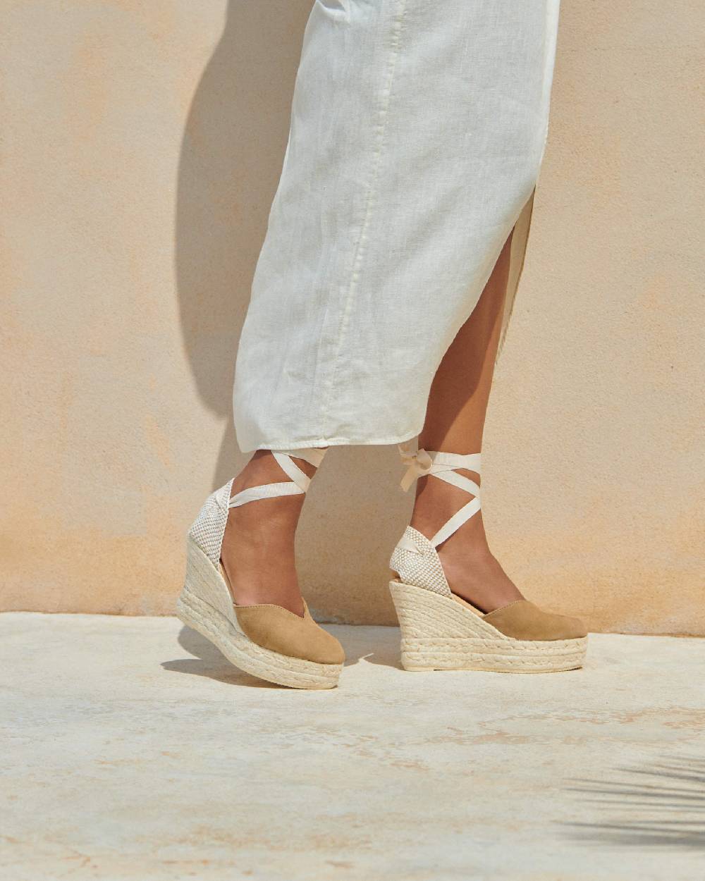Manebí Soft Suede Heart-Shaped|Wedge Espadrilles - Hamptons Vintage Taupe Vendita Calda
