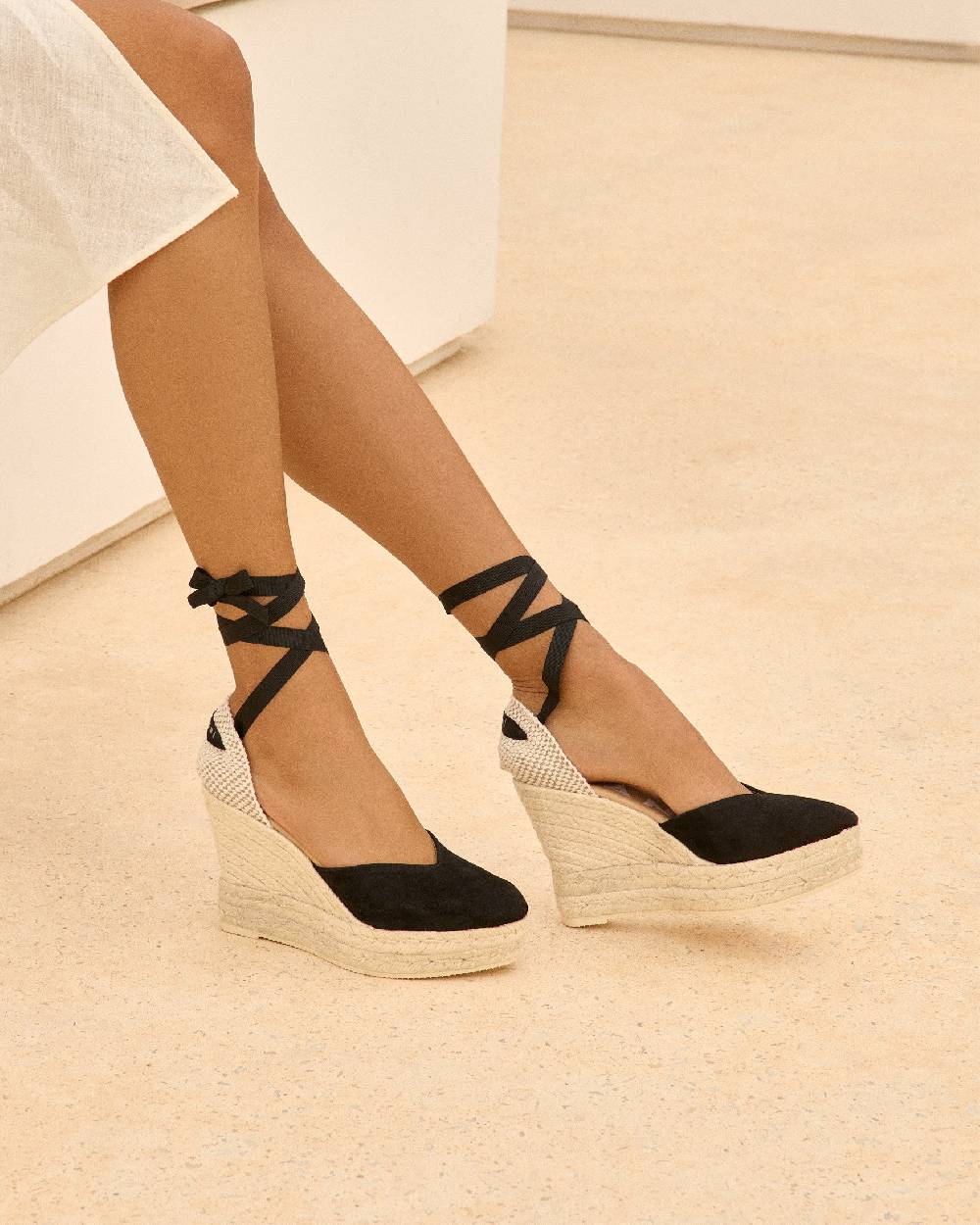 Manebí Soft Suede Heart-Shaped|Wedge Espadrilles - Hamptons Black Vendita Economica