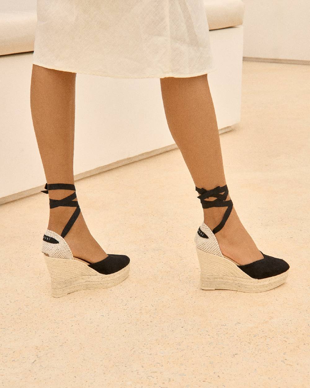 Manebí Soft Suede Heart-Shaped|Wedge Espadrilles - Hamptons Black Vendita Economica