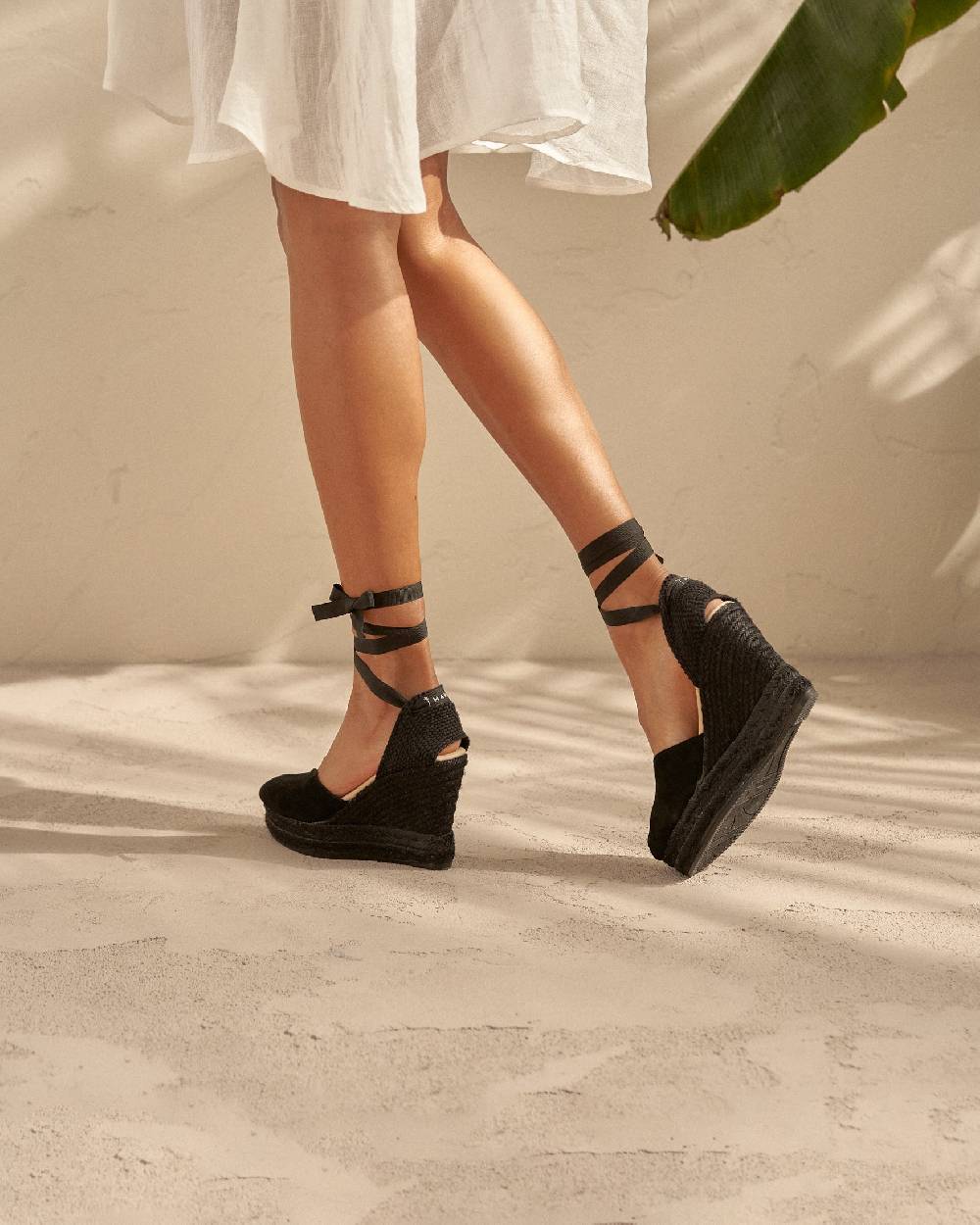 Manebí Soft Suede Heart-Shaped|Wedge Espadrilles - Hamptons Black On Tone Saldi Di Fabbrica