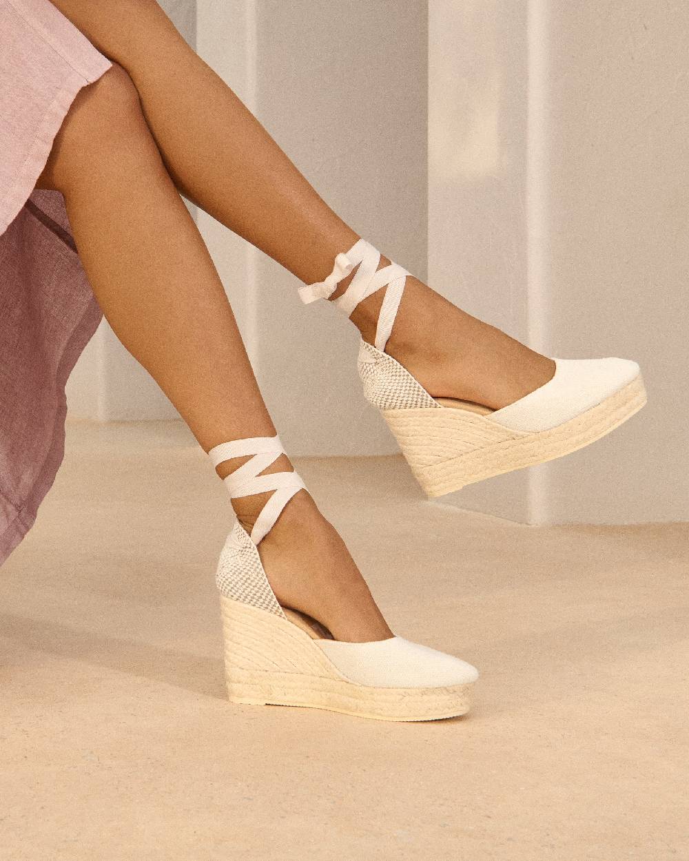 Manebí Organic Hemp Wedge Espadrilles - La Havana White Italia