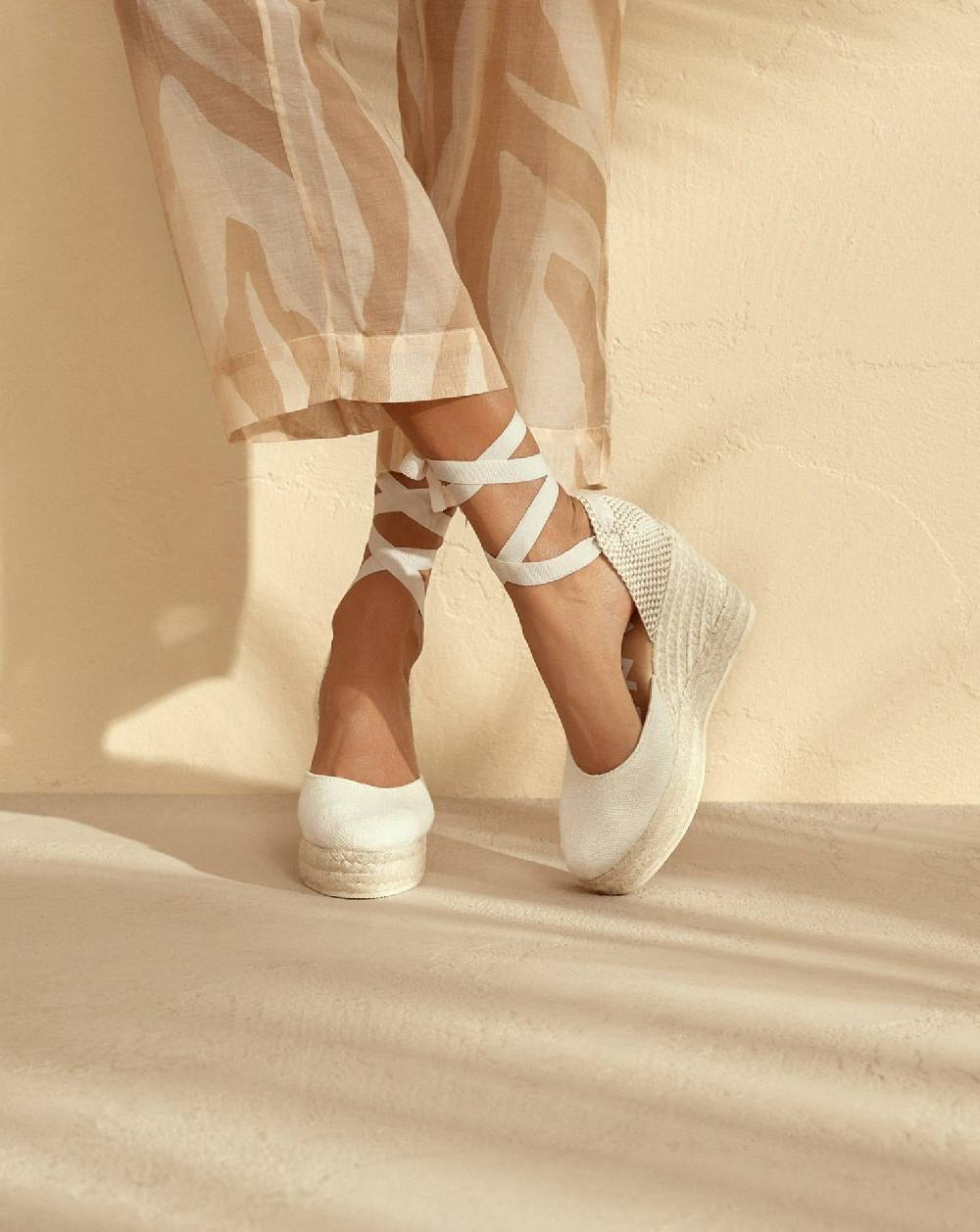 Manebí Organic Hemp Wedge Espadrilles - La Havana White Italia