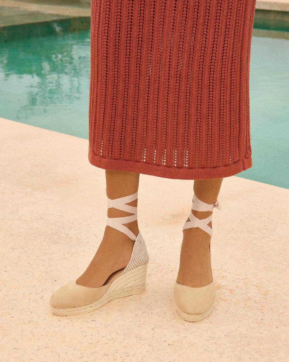 Manebí Soft Suede Low Wedge Espadrilles - Hamptons Champagne Beige 2025