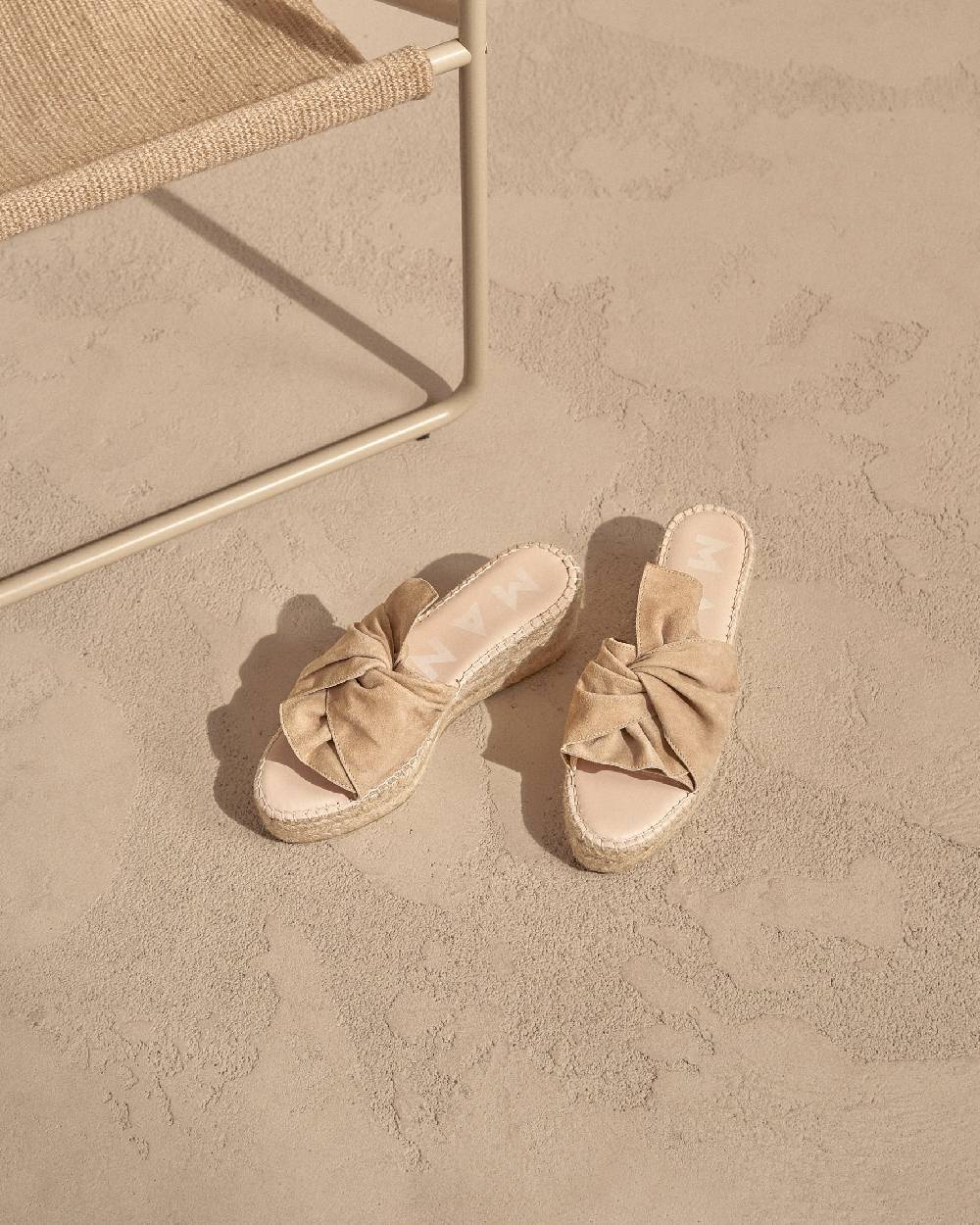Manebí Soft Suede Platforms With Knot - Hamptons Champagne Beige Vendita
