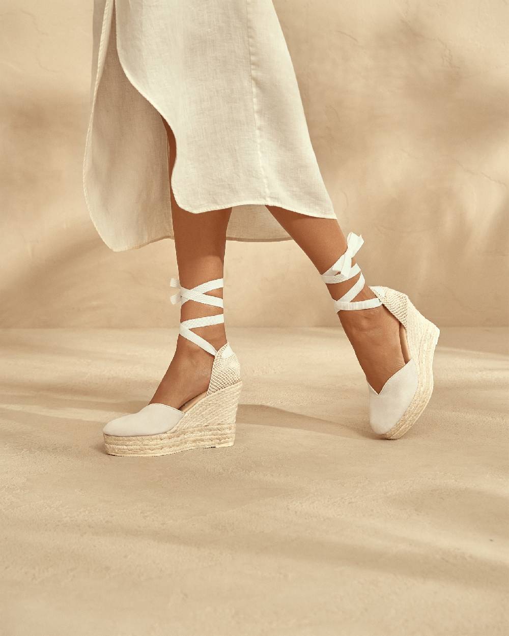 Manebí Soft Suede Heart-Shaped|Wedge Espadrilles - Love White Pezzi Unici