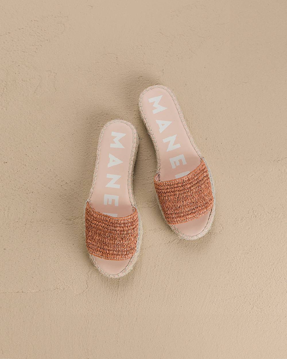 Manebí Raffia Stripes Double Sole Slides - Yucatán Orange Rust Black Friday