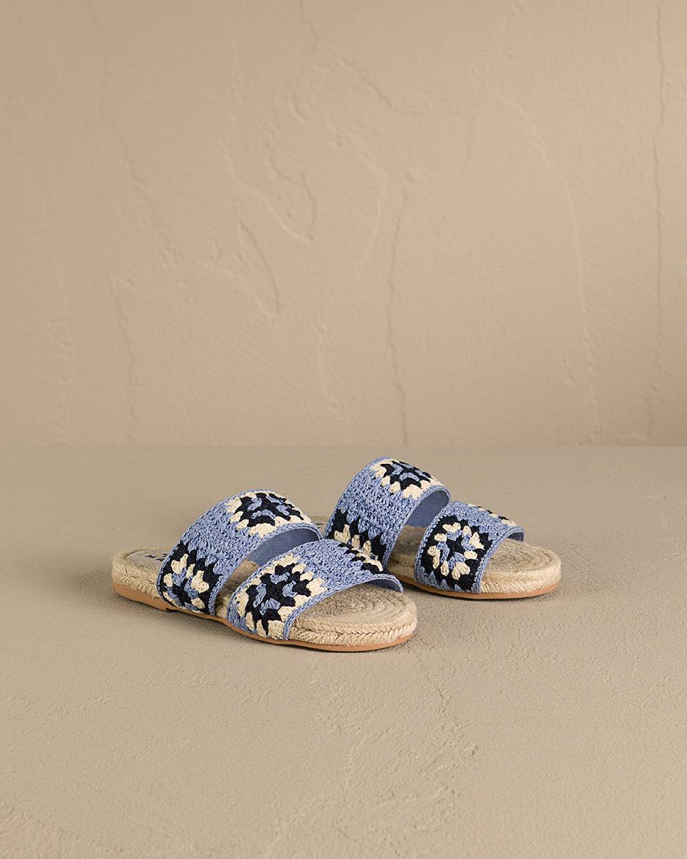 Manebí Cotton Crochet Two Bands|Jute Sandals - Indigo \u0026 Navy Blue Offerta Pasqua
