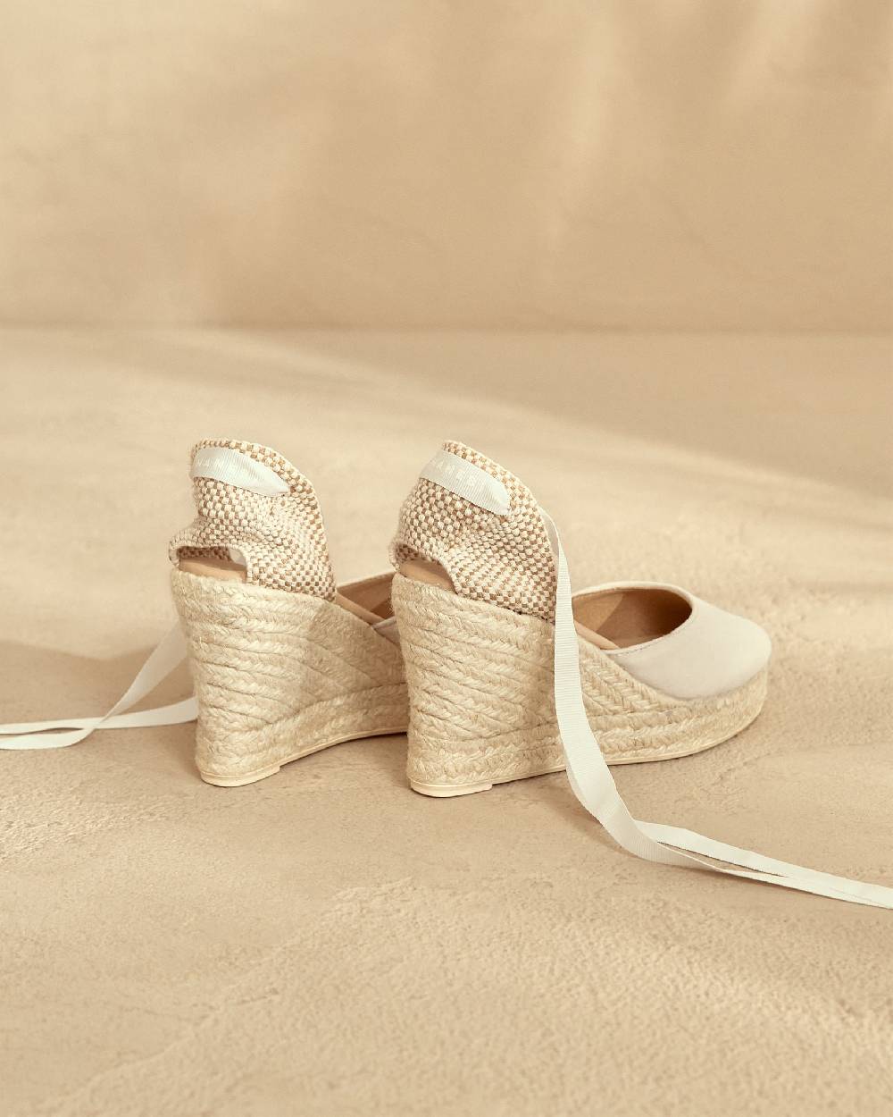 Manebí Soft Suede Wedge Espadrilles - Love White Bestseller