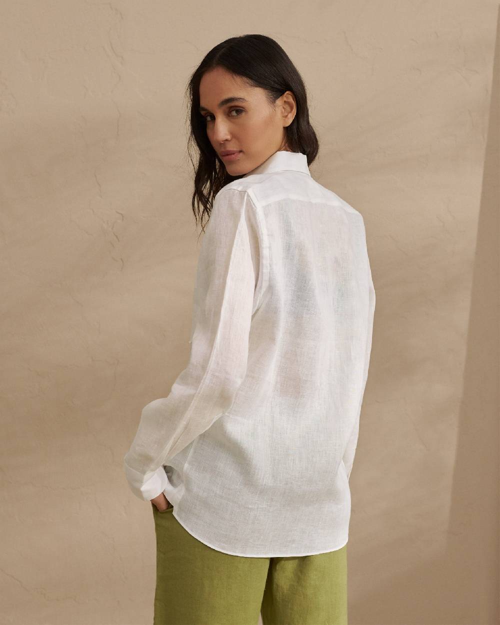 Manebí Linen Panama Shirt - Embroidered Palm White Limitato a 3 giorni