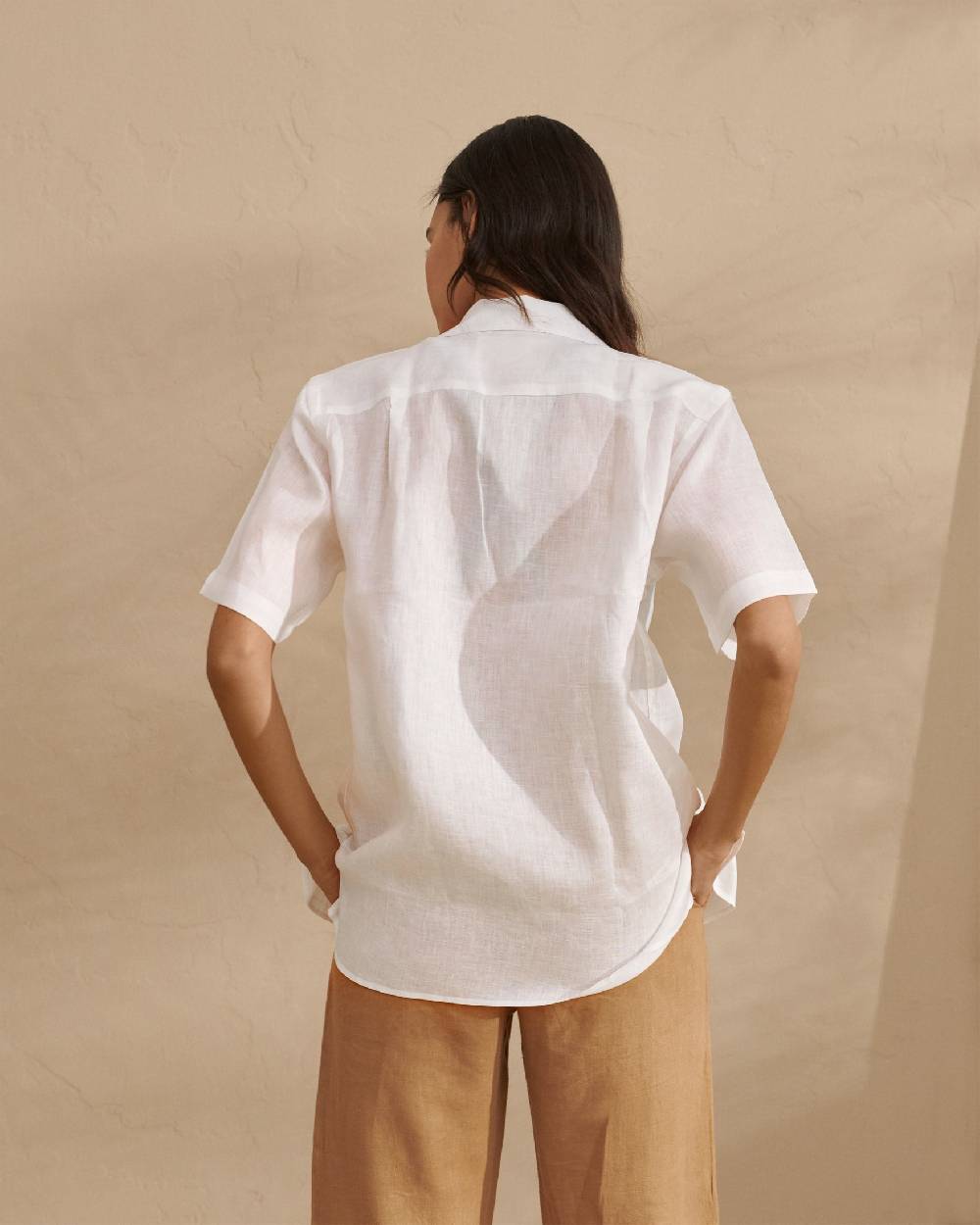 Manebí Bowling Linen Shirt - Havana White Esporta salva