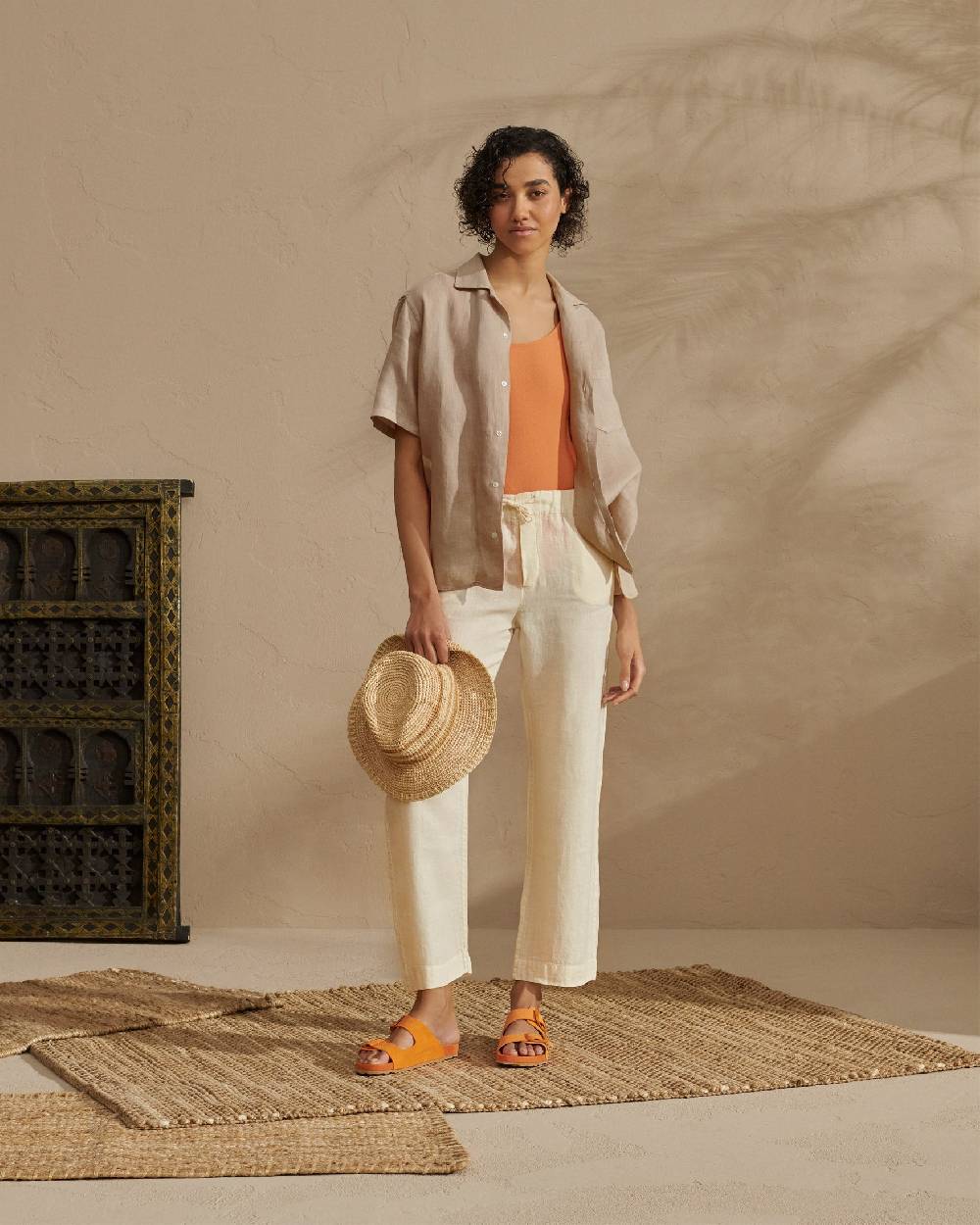 Manebí Washed Linen Havana|Camp-Collar Shirt - Sand Black Friday Prezzi