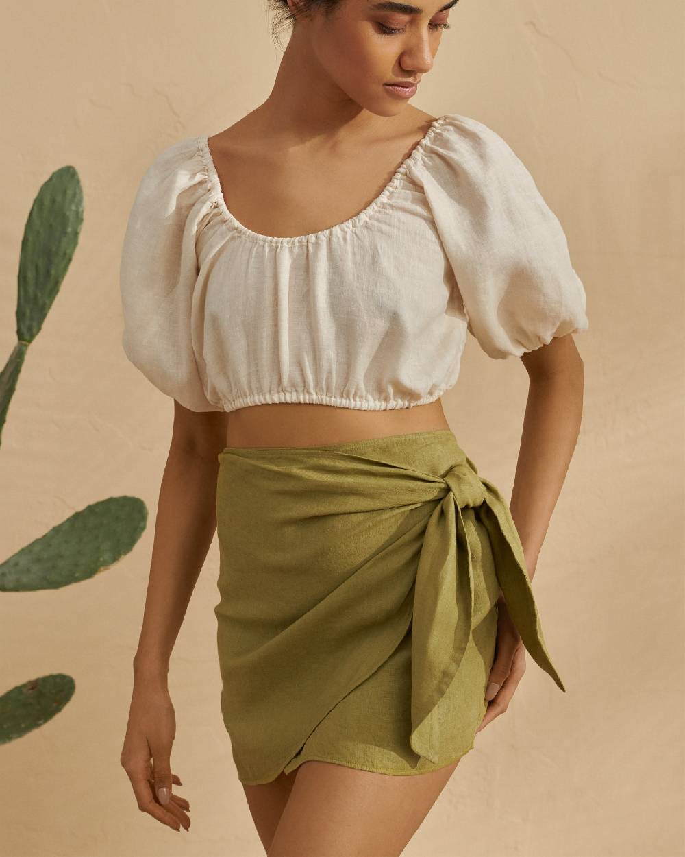Manebí Linen Fortaleza Skirt - V-Vent Kaki Green Qualità Garantita