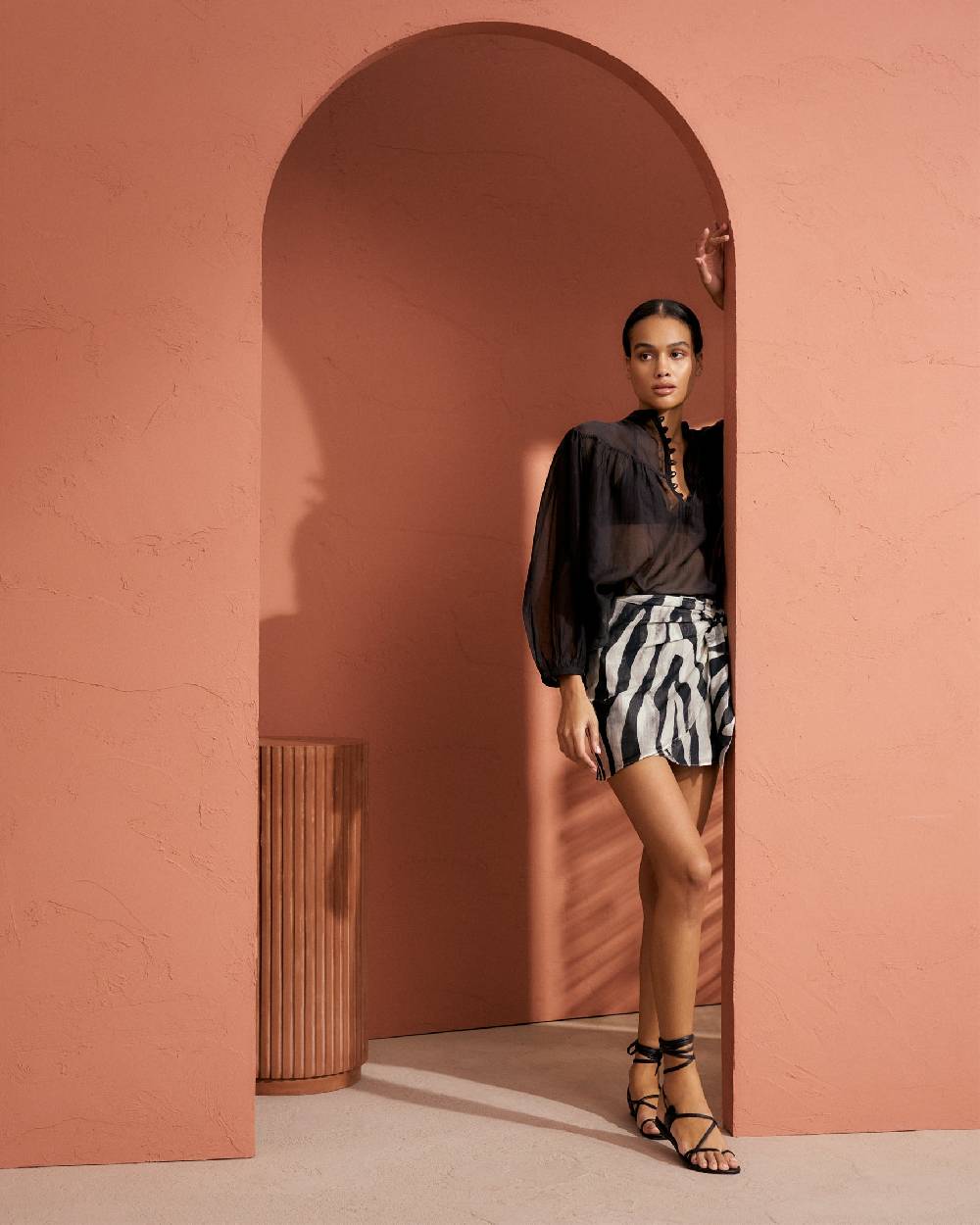 Manebí Printed Cotton Silk Voile|Fortaleza Skirt - Wraparound Design with Knot Black Off White Maxi Zebra Acquista Ora