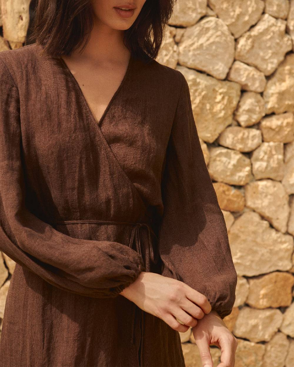 Manebí Linen Gauze Caracas Dress - Cocoa Presa