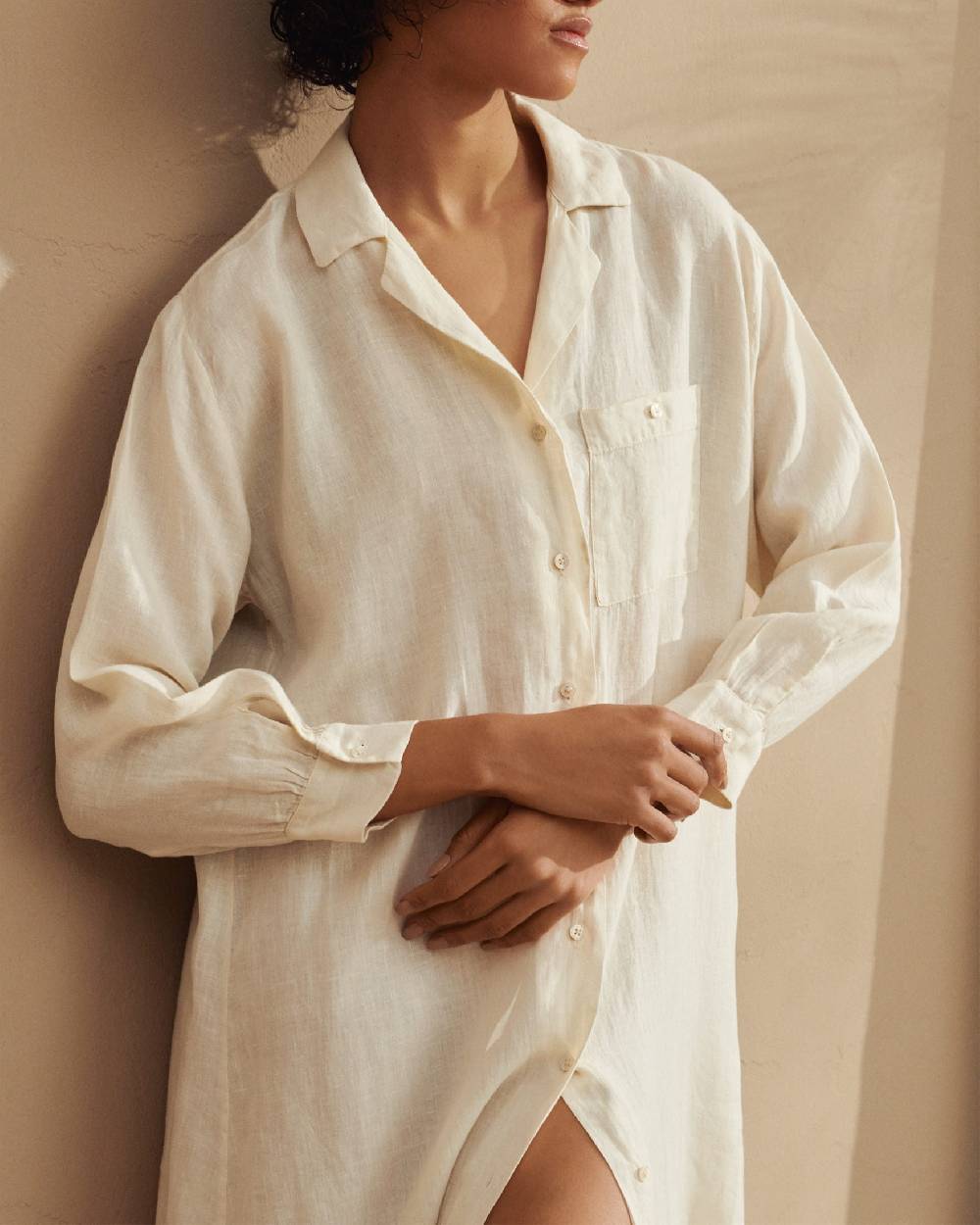 Manebí Linen Portofino Dress - Chemisier Dress Eggnog Economico