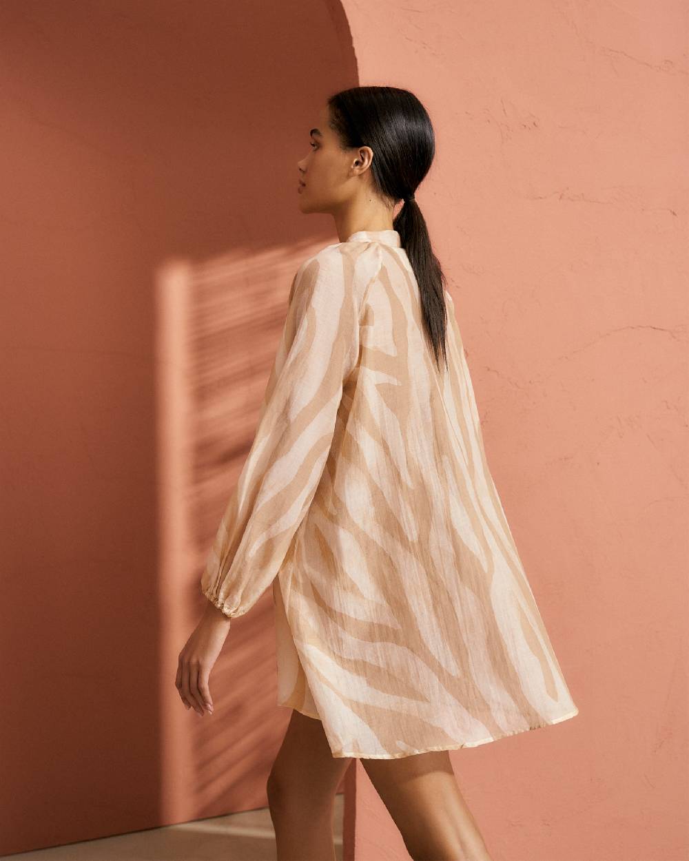 Manebí Printed Cotton Silk Voile|Ibiza Dress - Hand Braided Cord Beige Off White Maxi Zebra Saldi