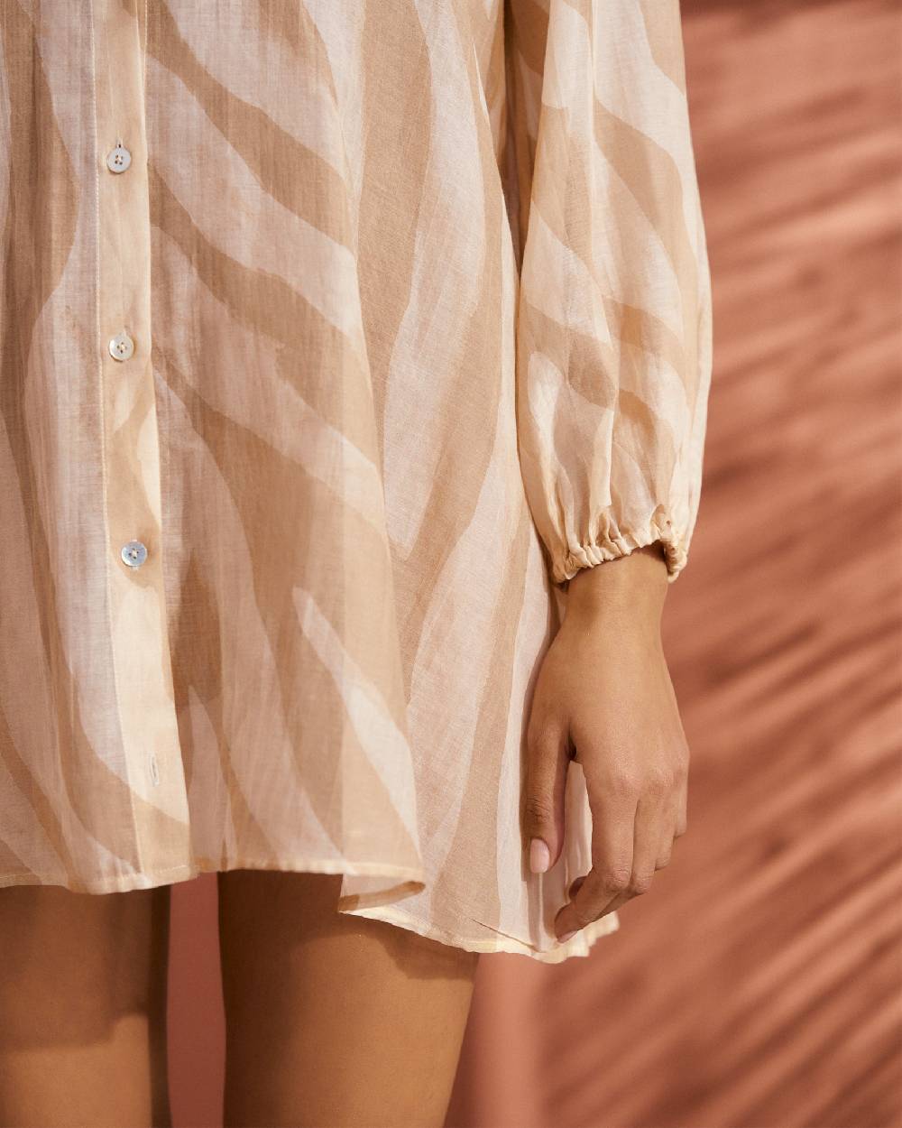 Manebí Printed Cotton Silk Voile|Ibiza Dress - Hand Braided Cord Beige Off White Maxi Zebra Saldi