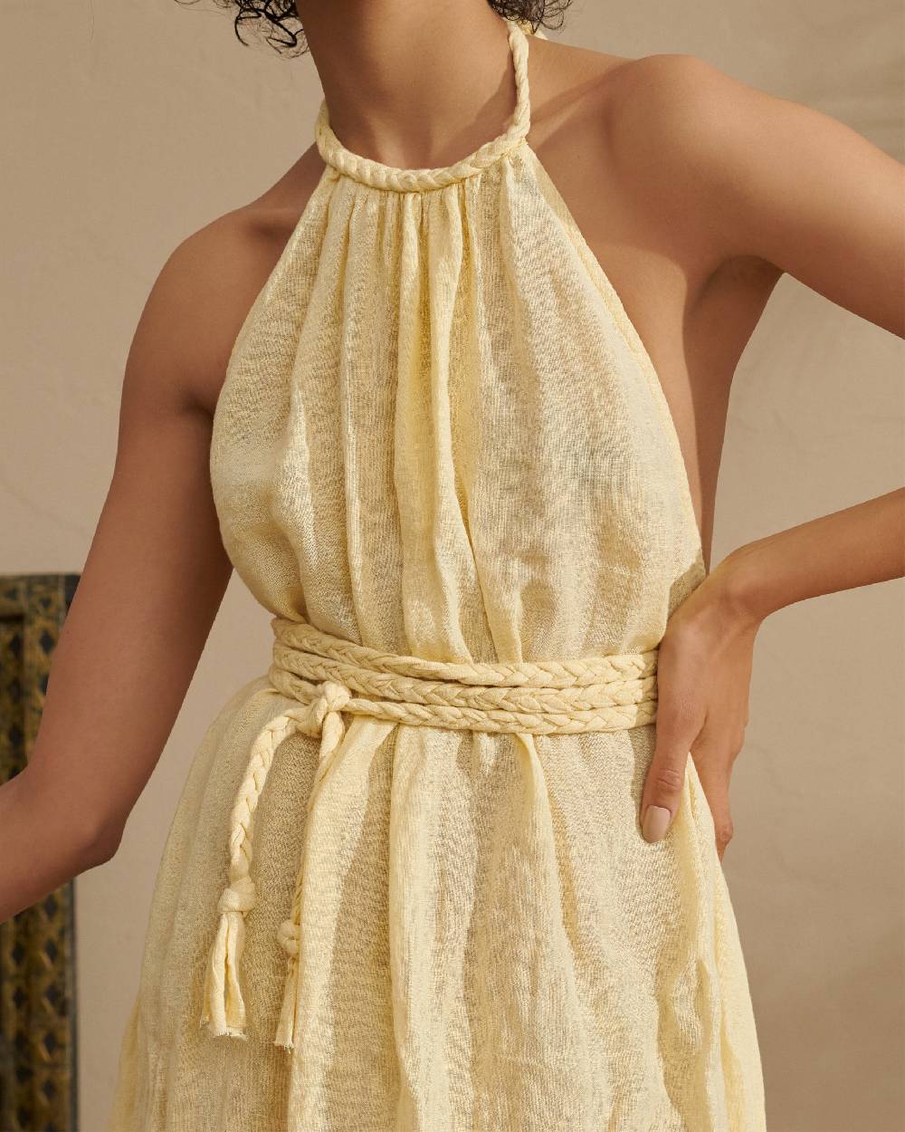 Manebí Linen Gauze Tulum Dress - Inca Cream Vendita Economica