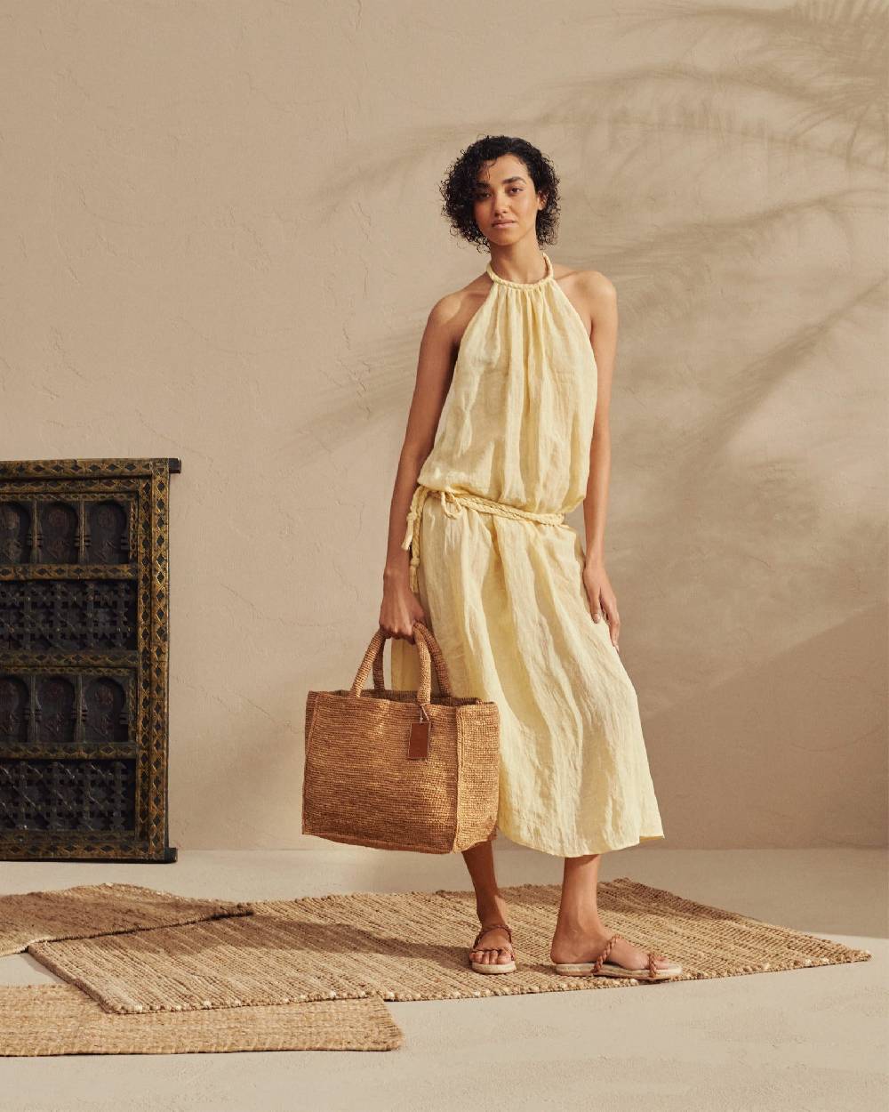 Manebí Linen Gauze Tulum Dress - Inca Cream Vendita Economica