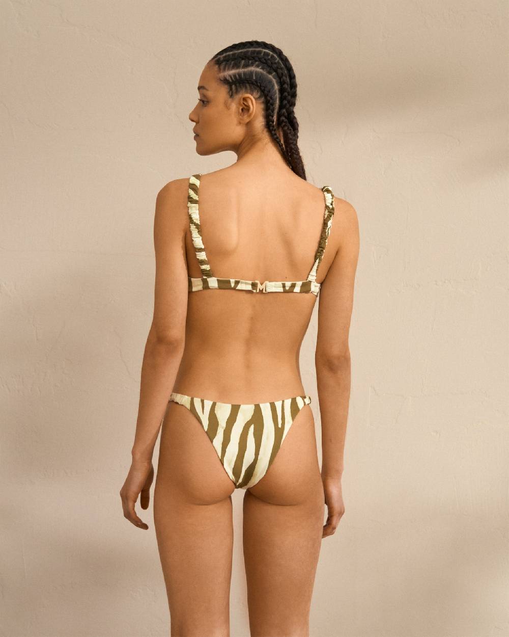 Manebí Stretch Bikini - Soft Touch Kaki Green Ivory Zebra Moda