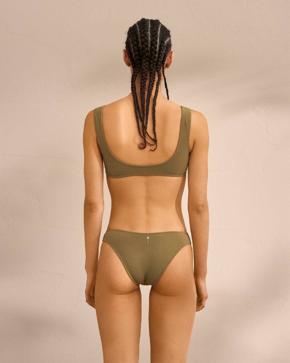 Manebí Terry Cotton Surf Bralette Bikini - Soft Touch Kaki Green Grande vendita