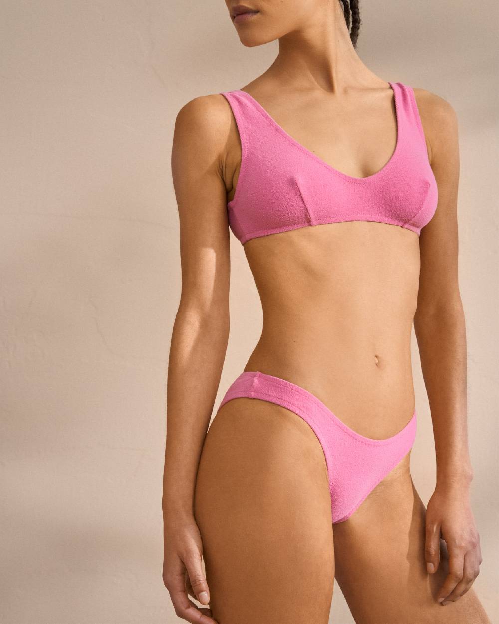 Manebí Terry Cotton Surf Bralette Bikini - Soft Touch Bold Pink