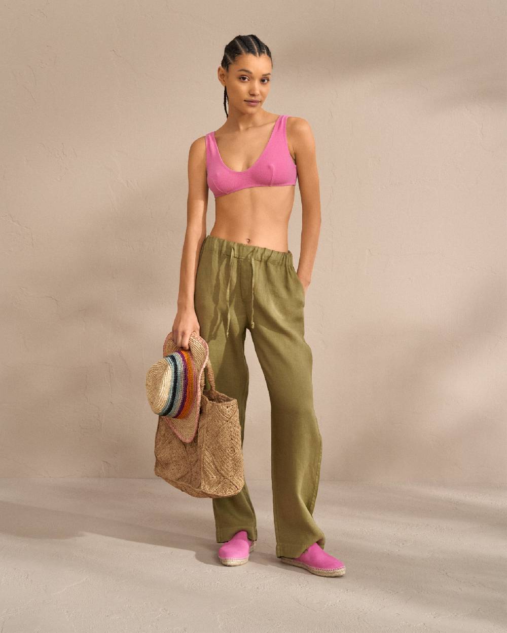 Manebí Terry Cotton Surf Bralette Bikini - Soft Touch Bold Pink Flash Sale
