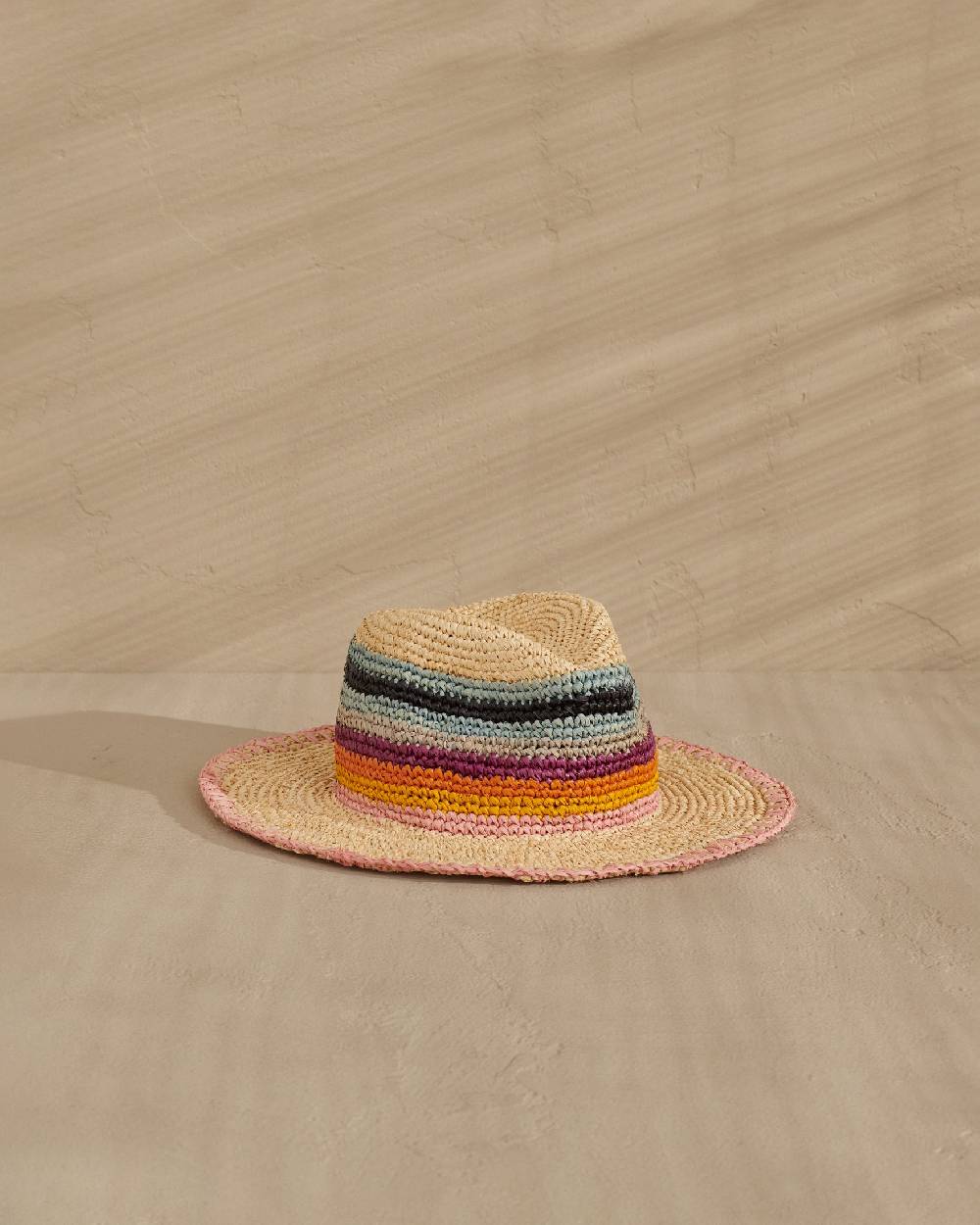 Manebí Raffia Panama Hat - Striped Striped Nuovi prodotti