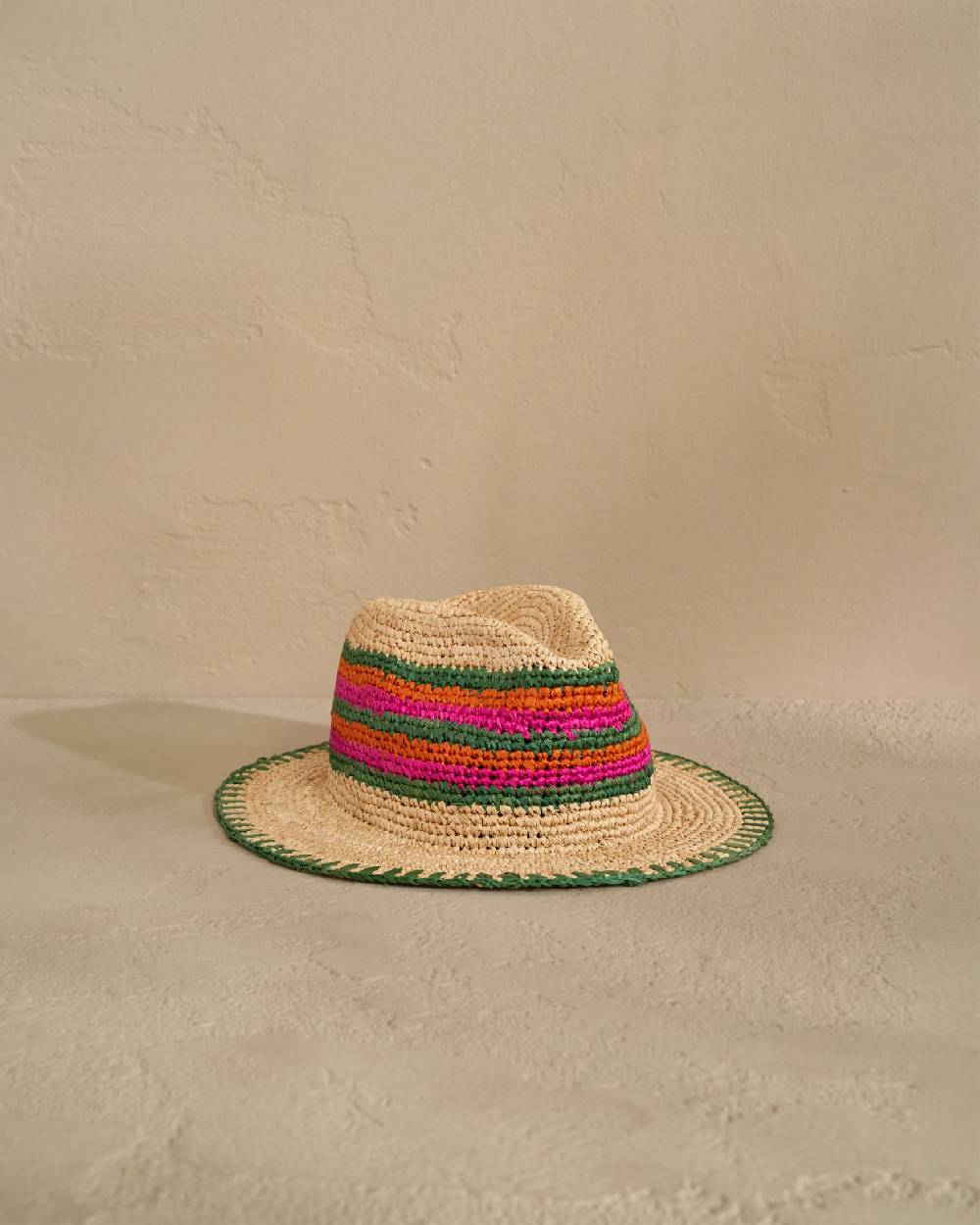 Manebí Raffia Panama Hat - Striped Striped Offerte stagionali
