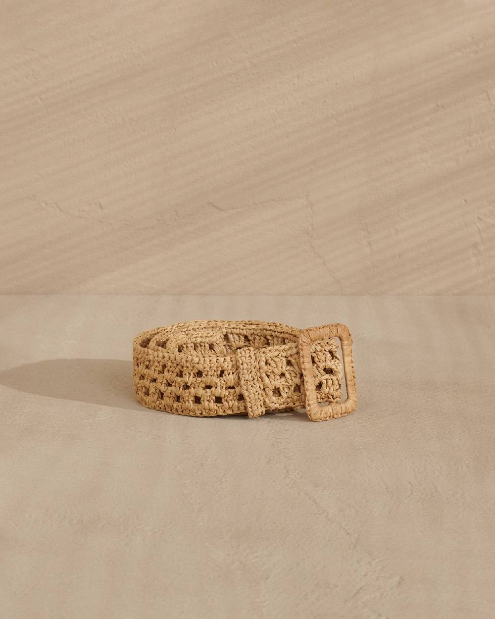 Manebí Natural Raffia Belt Weaving - Hamptons Square Buckle Tan Offerte speciali